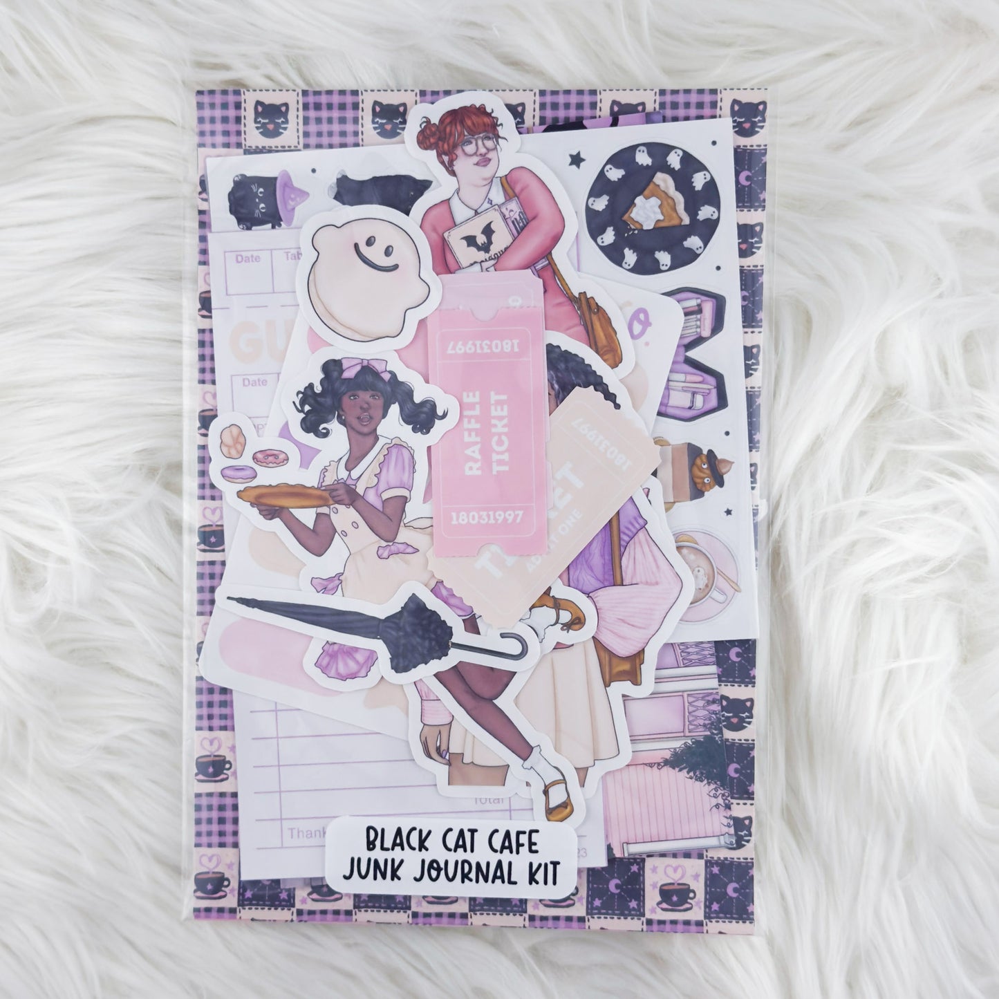 Black Cat Cafe – Junk Journal Kit // Matte Sticker Collection
