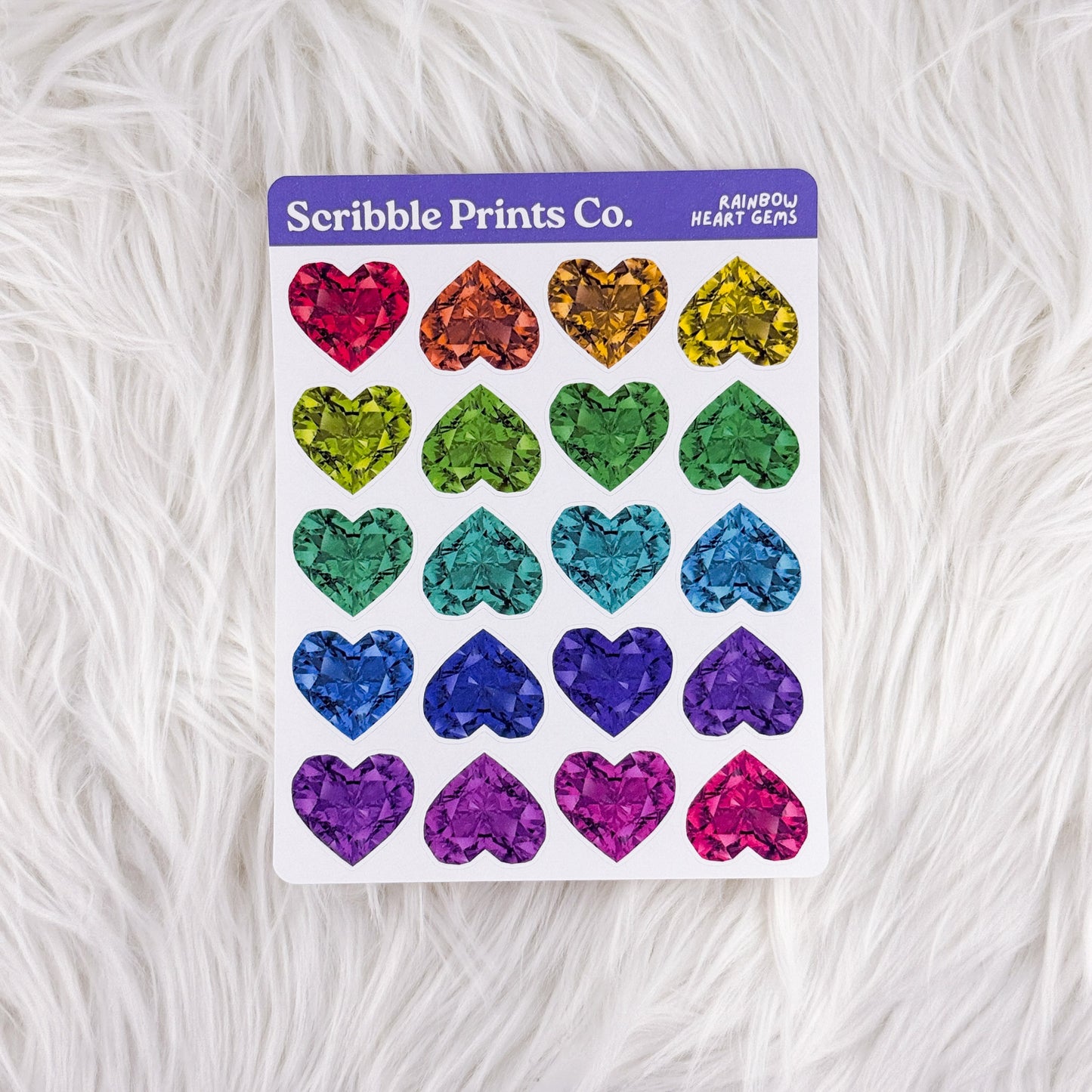 Rainbow Heart Gems – Deco // Matte Journal Stickers