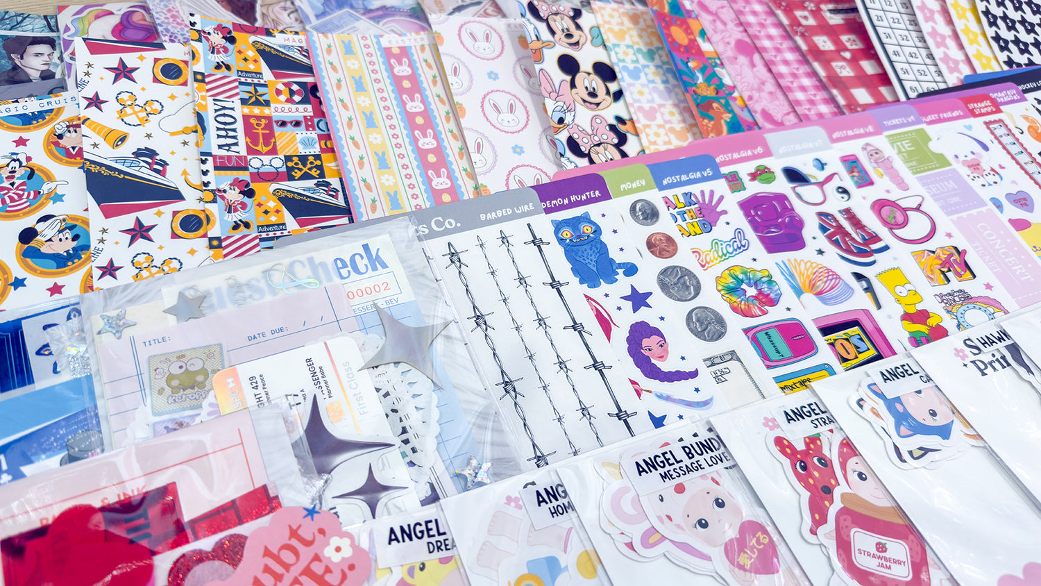 Flatlay of many stickers