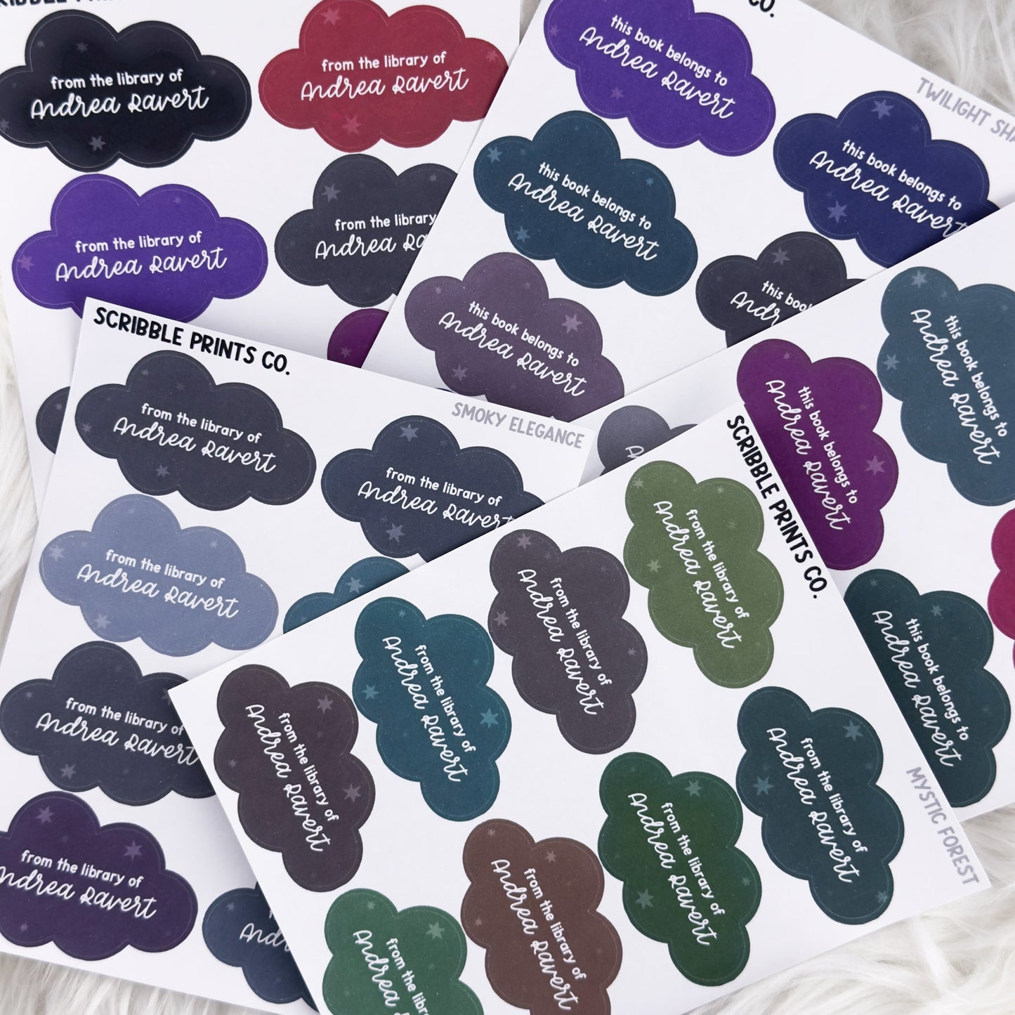 Custom Cloud Book Name Plate // Matte Stickers