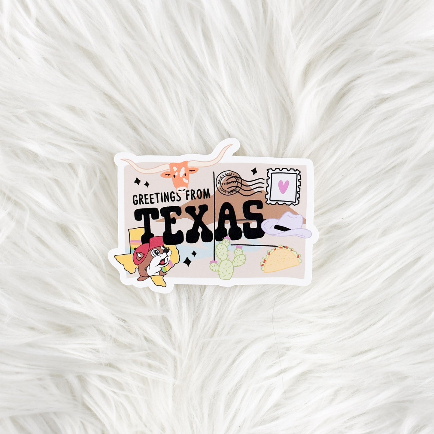 Greetings From Texas // Large Matte Deco Sticker for Journals