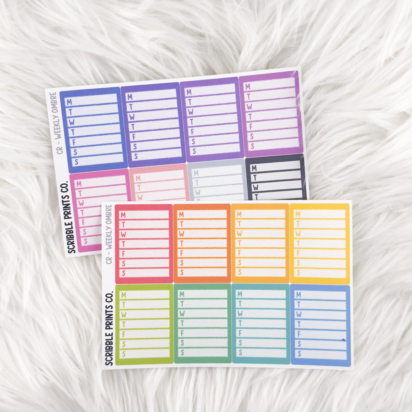 Classic Rainbow Stickers for Hobonichi Cousin | Multicolor Functional Planner Stickers