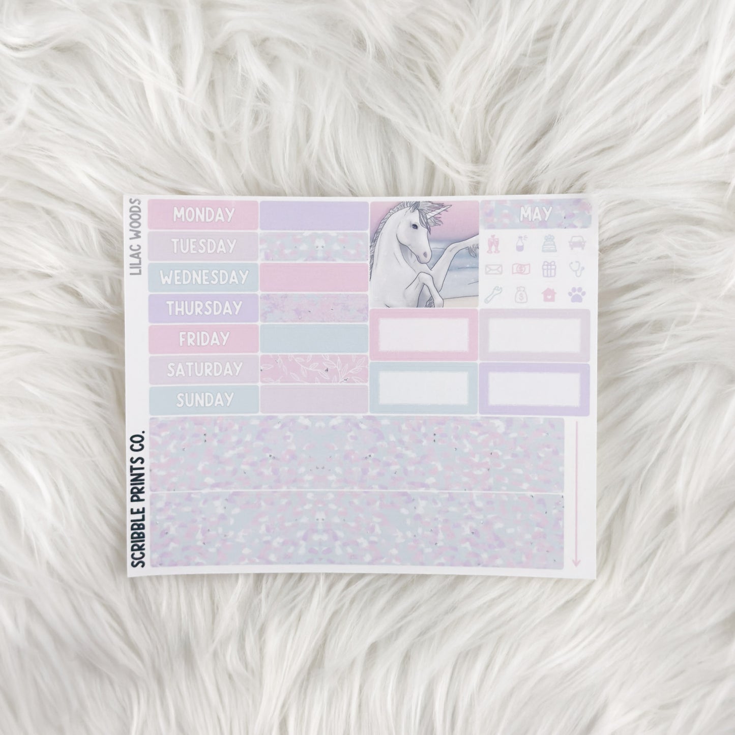 Lilac Woods – Matte Hobonichi Cousin Monthly Sticker Kit