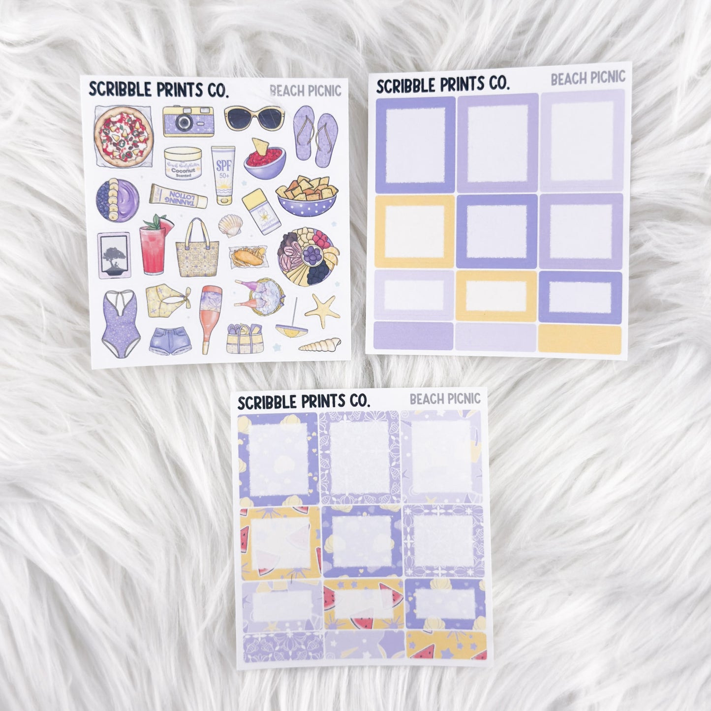 Beach Picnic – Matte Hobonichi Cousin Weekly Sticker Kit