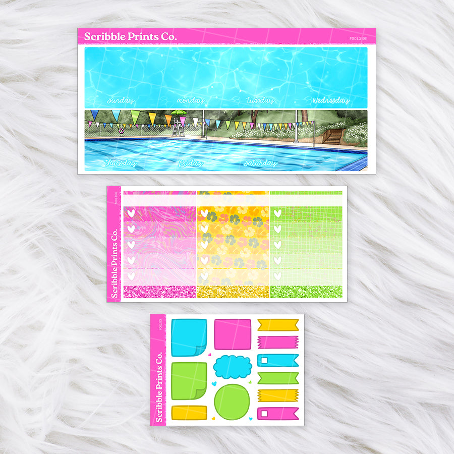 Poolside - Monthly Planner Sticker Kit | Functional & Decorative Monthly Stickers