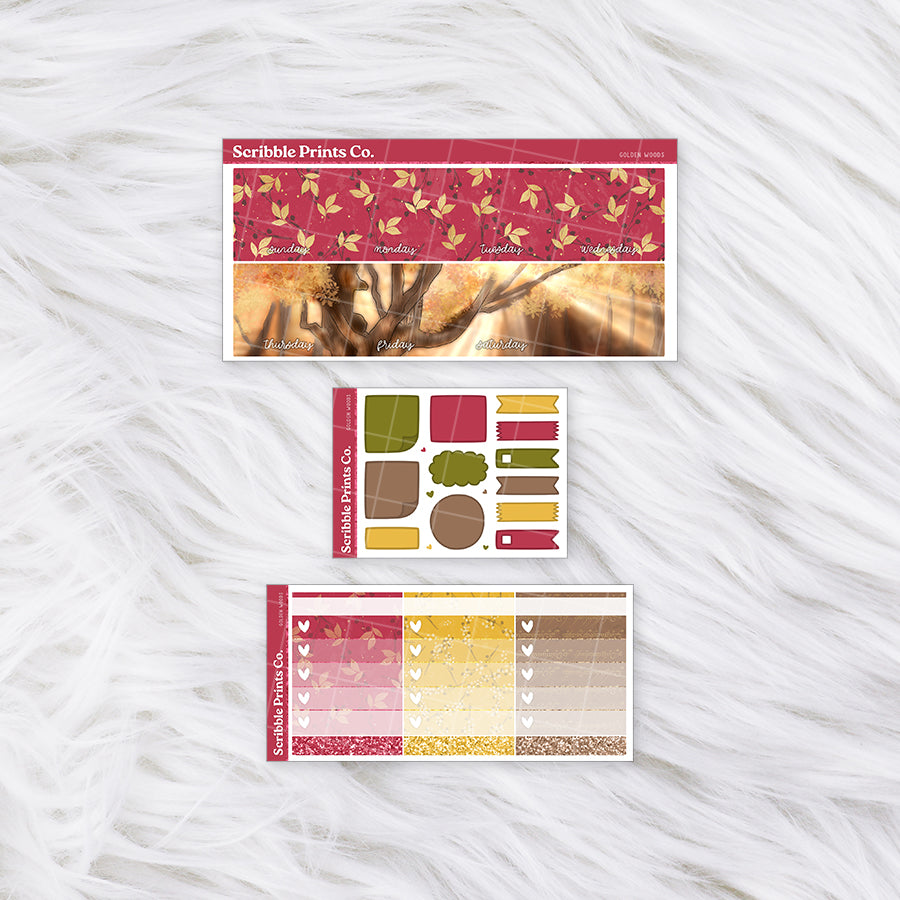 Golden Woods - Monthly Planner Sticker Kit | Functional & Decorative Monthly Stickers