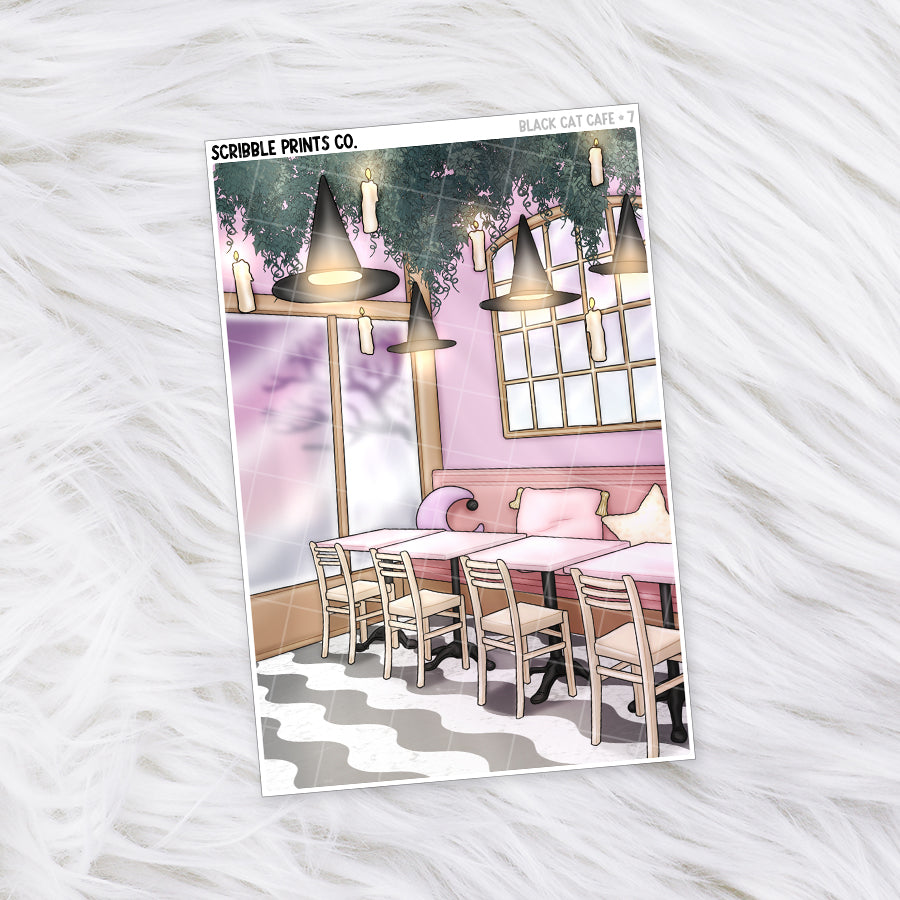 Black Cat Cafe Journal Sticker Collection | Matte Removable Reading & Planner Stickers7 - Large Sticker