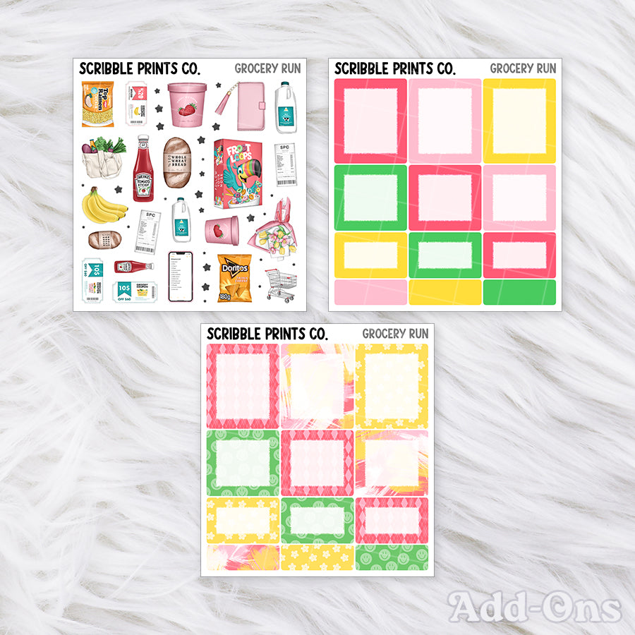 Grocery Run – Matte Hobonichi Cousin Weekly Sticker Kit