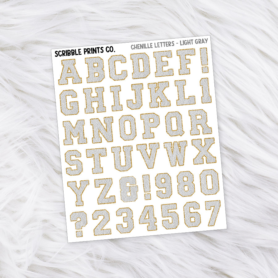 Chenille Letters // Matte Journal StickersLight Gray