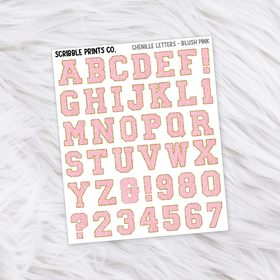 Chenille Letters // Matte Journal StickersBlush Pink
