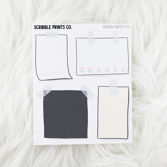 Doodle Notes V1 // Matte Journal Stickers
