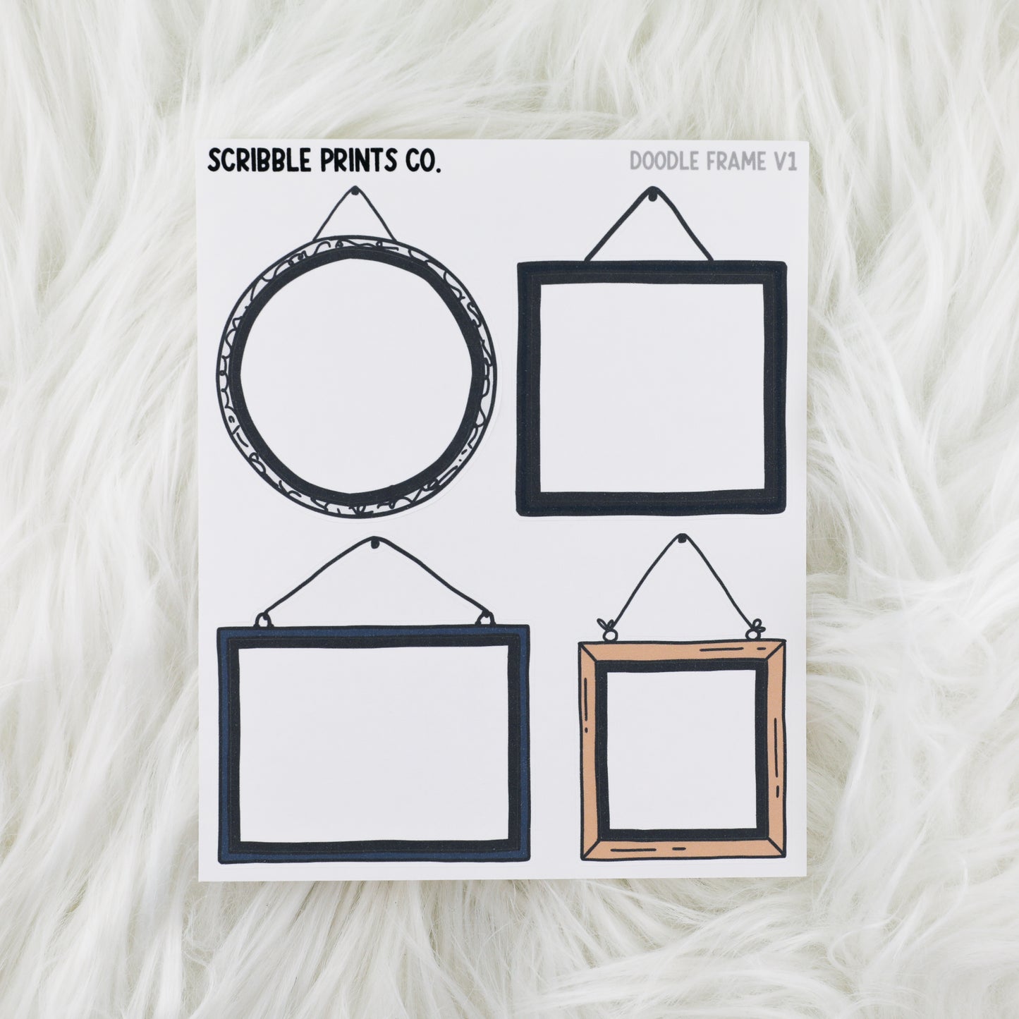 Doodle Frames V1 // Matte Journal Stickers