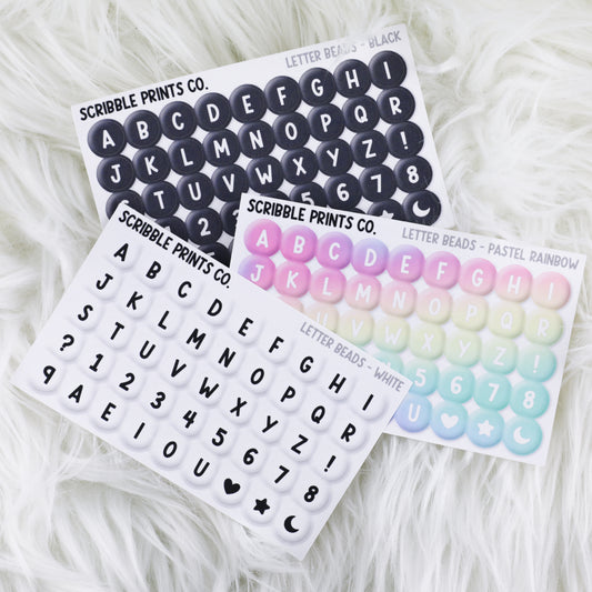 Large Letter Beads // Matte Journal Stickers