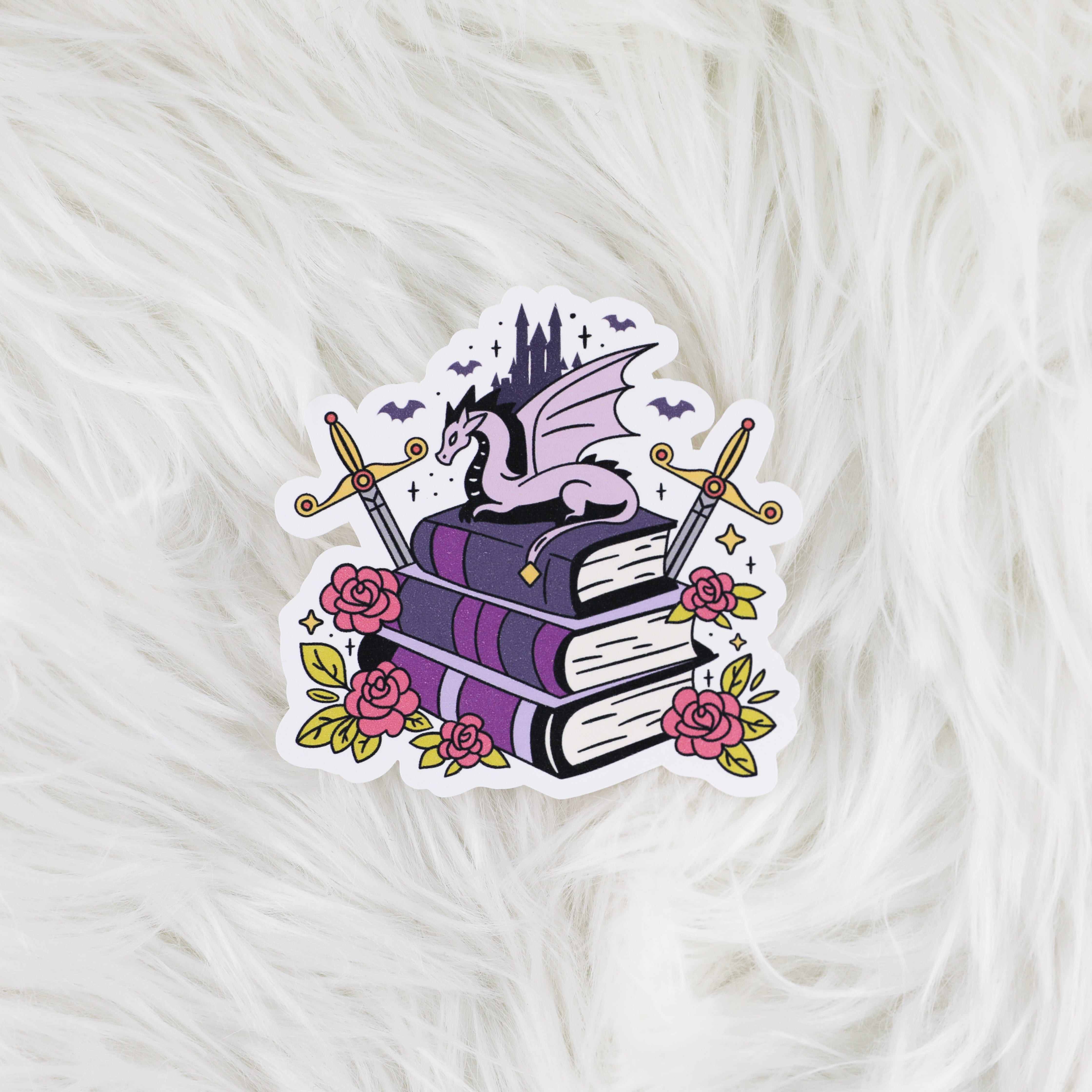 Dragon Book Stack // Large Matte Deco Sticker for Journals