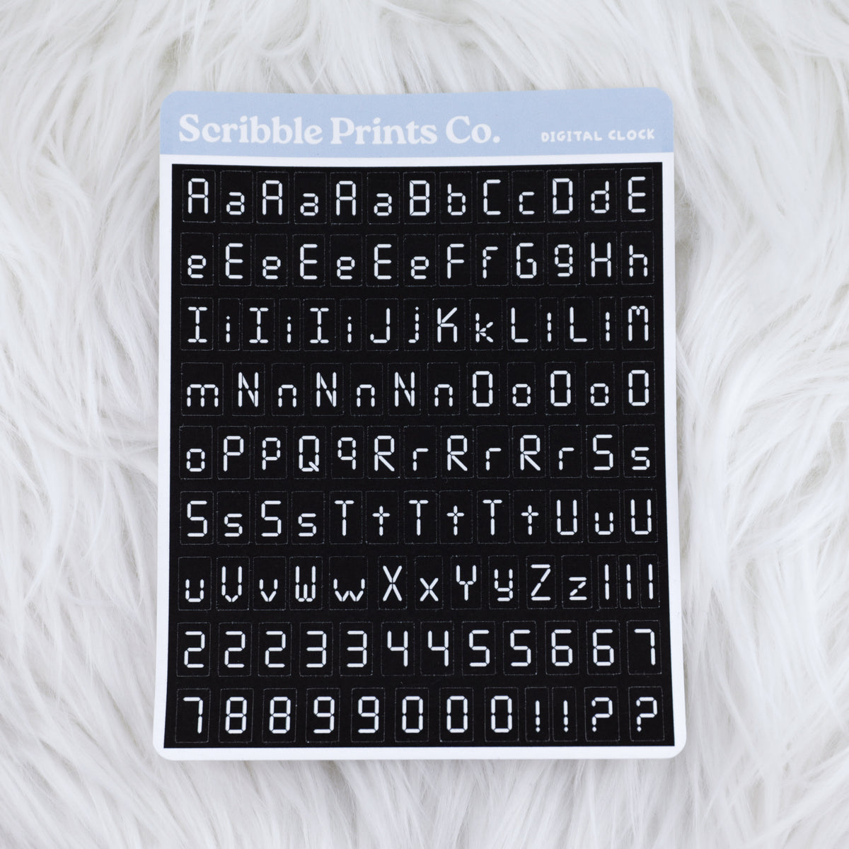 Digital Clock Letters Deco Sticker Sheet