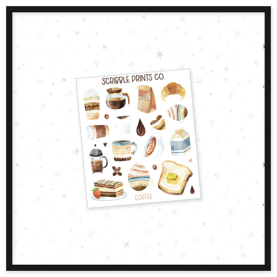 Coffee - Deco // Matte Journal Stickers