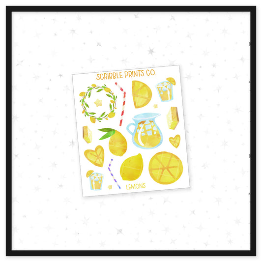 Lemons - Deco // Matte Journal Stickers