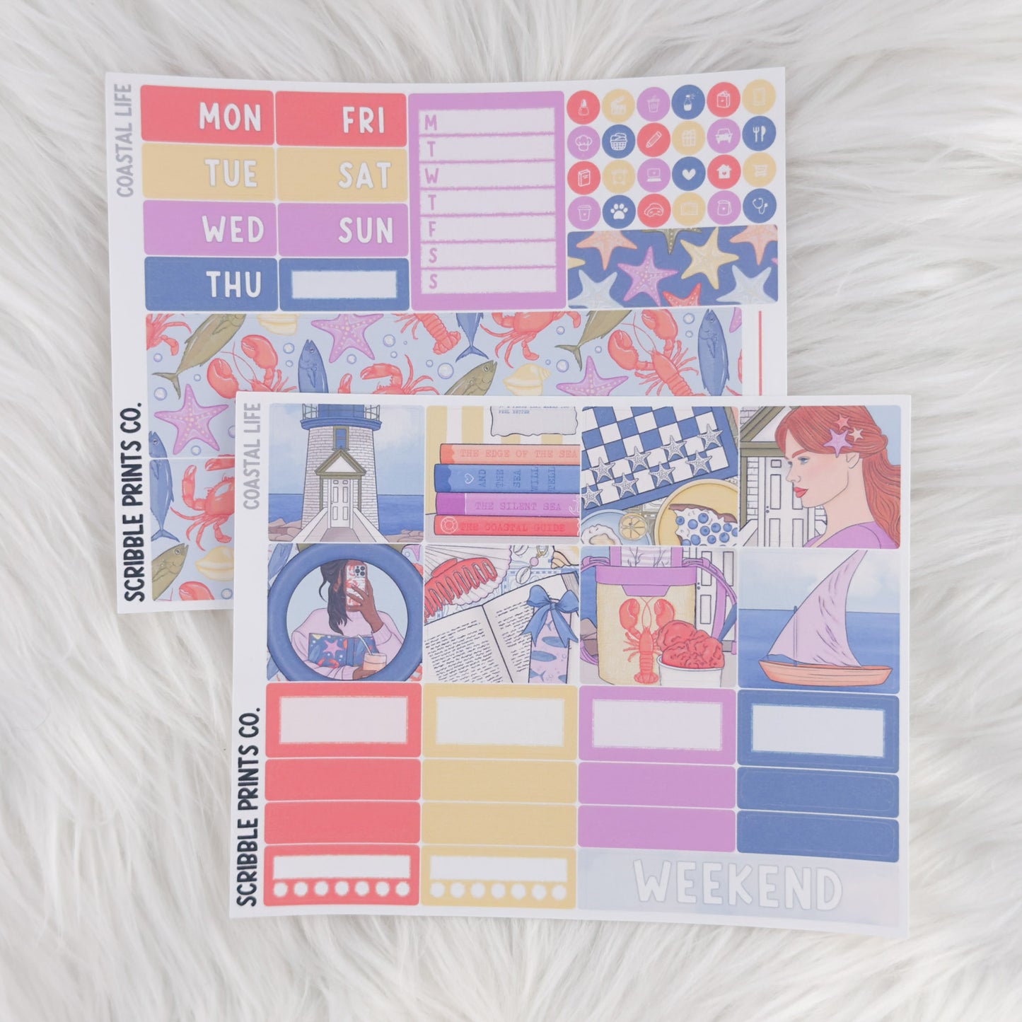 Coastal Life – Matte Hobonichi Cousin Weekly Sticker Kit