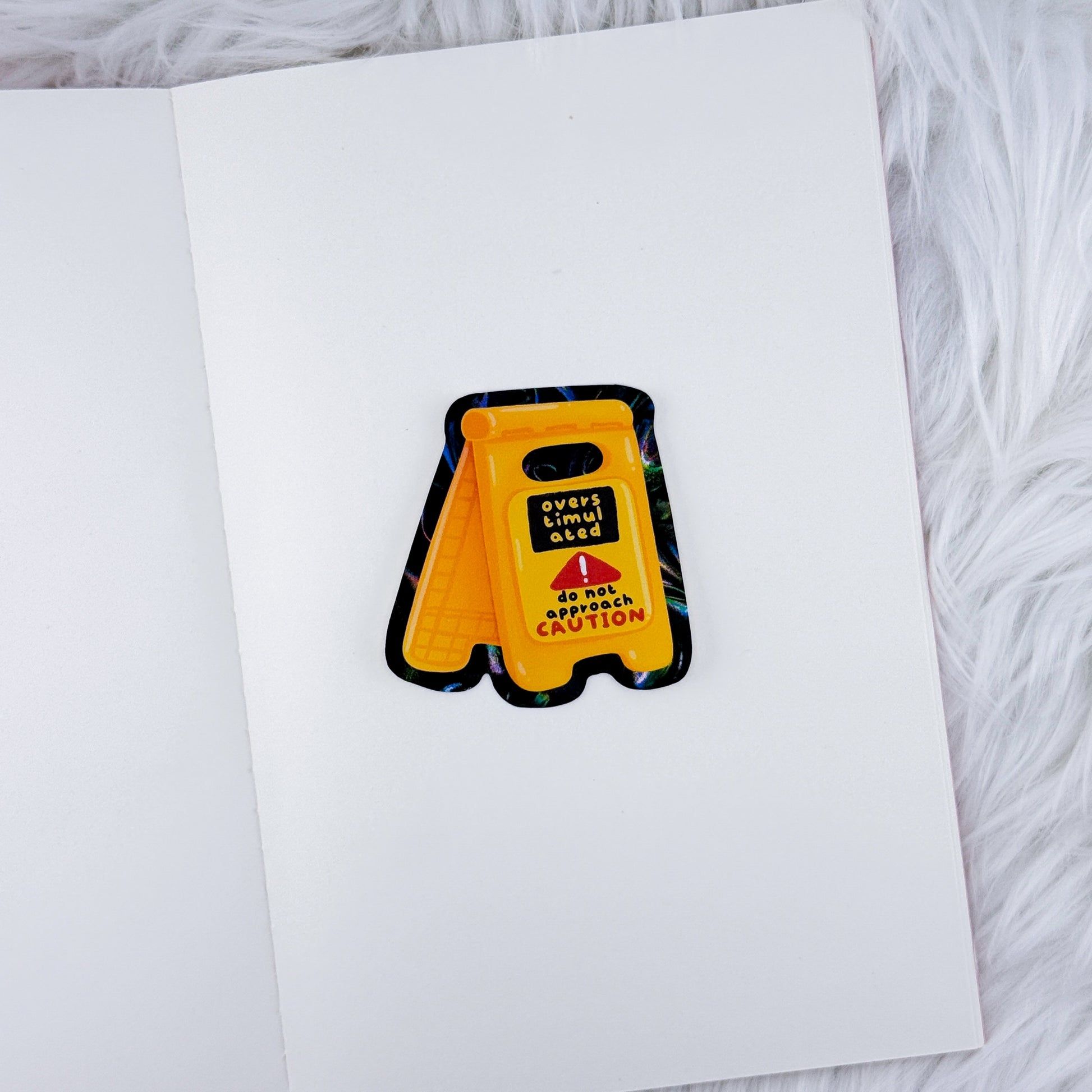Overstimulated Caution // Large Matte Deco Sticker for Journals