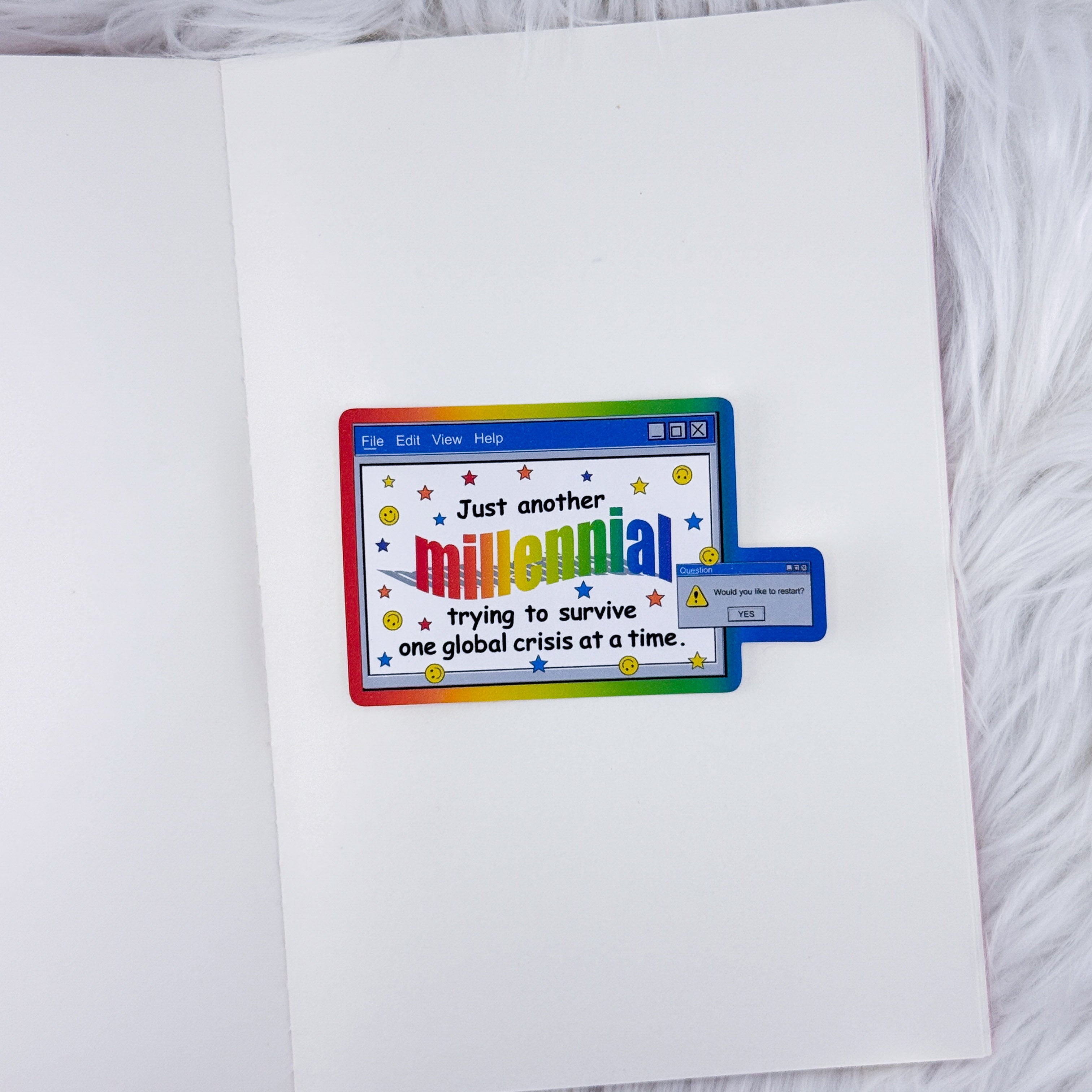 Milennial Crisis // Large Matte Deco Sticker for Journals