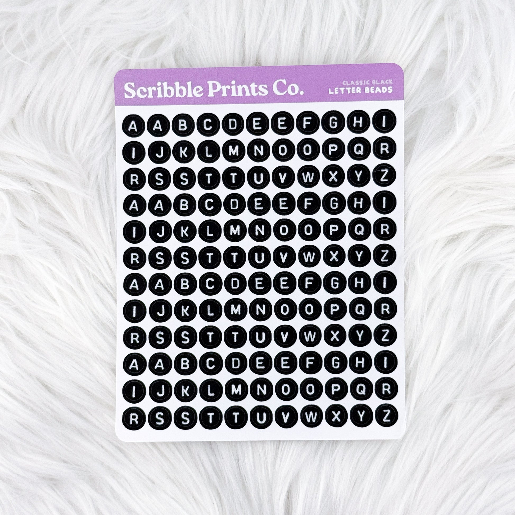 Letter Beads – Classic Black // Matte Journal Stickers