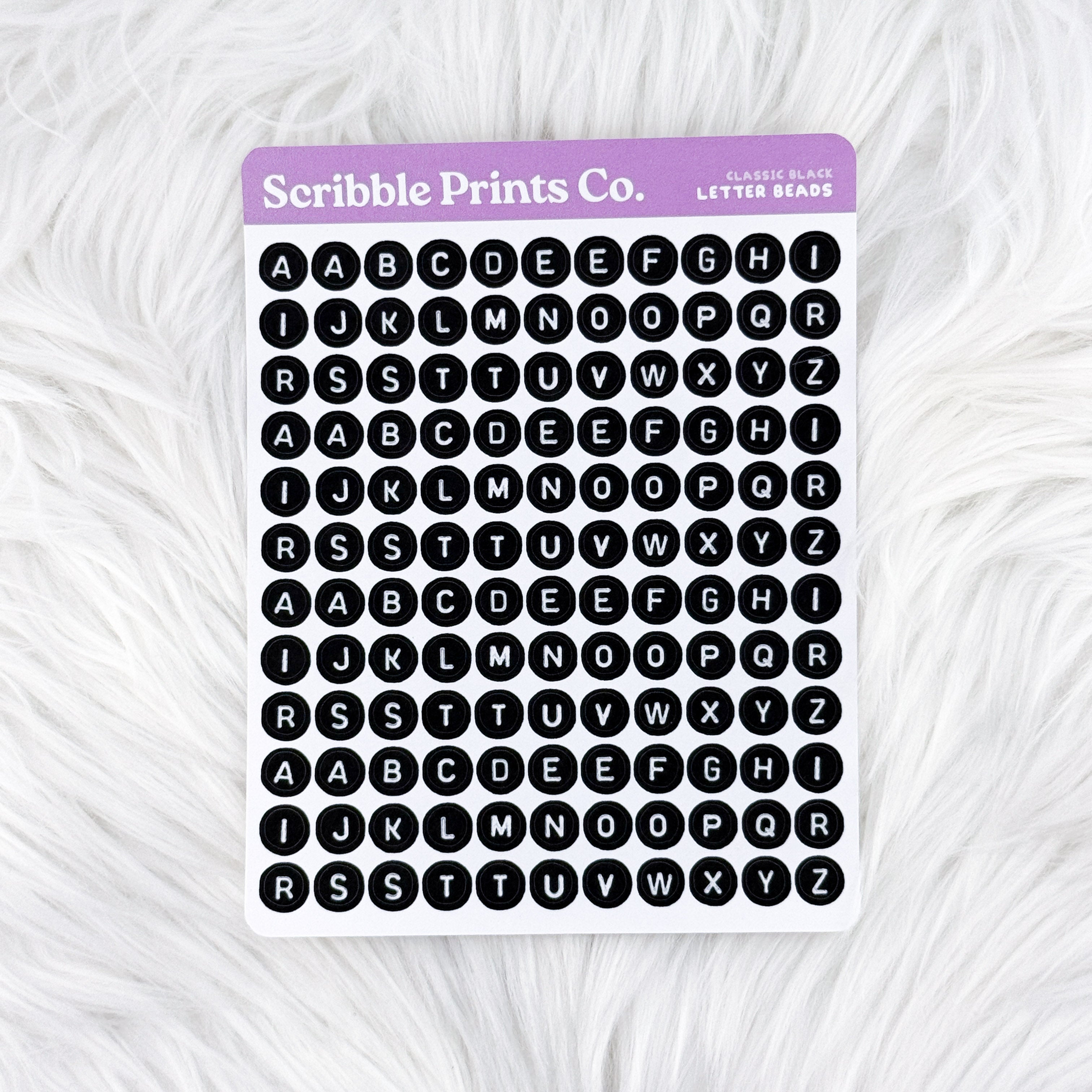 Letter Beads – Classic Black // Matte Journal Stickers