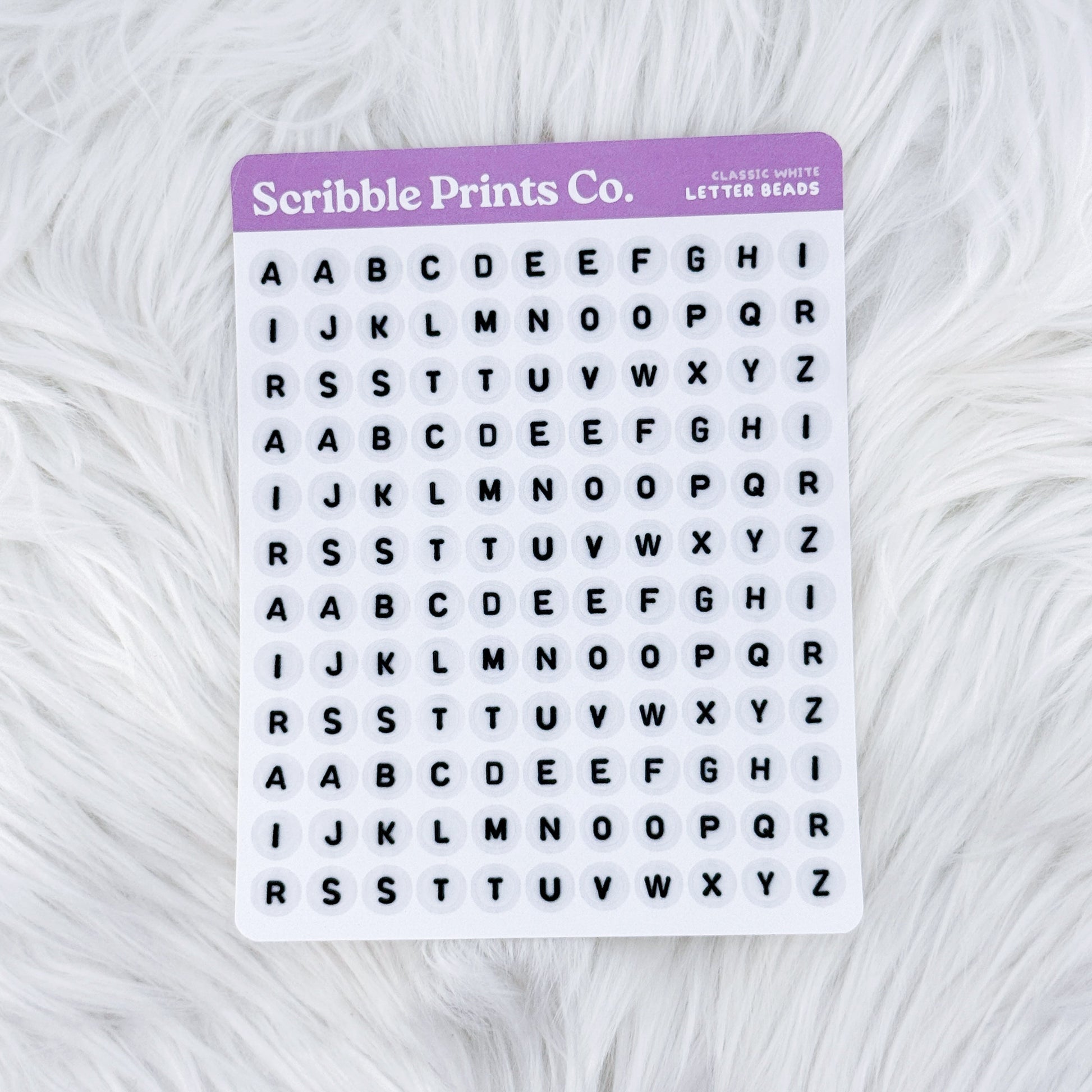 Letter Beads – Classic White // Matte Journal Stickers