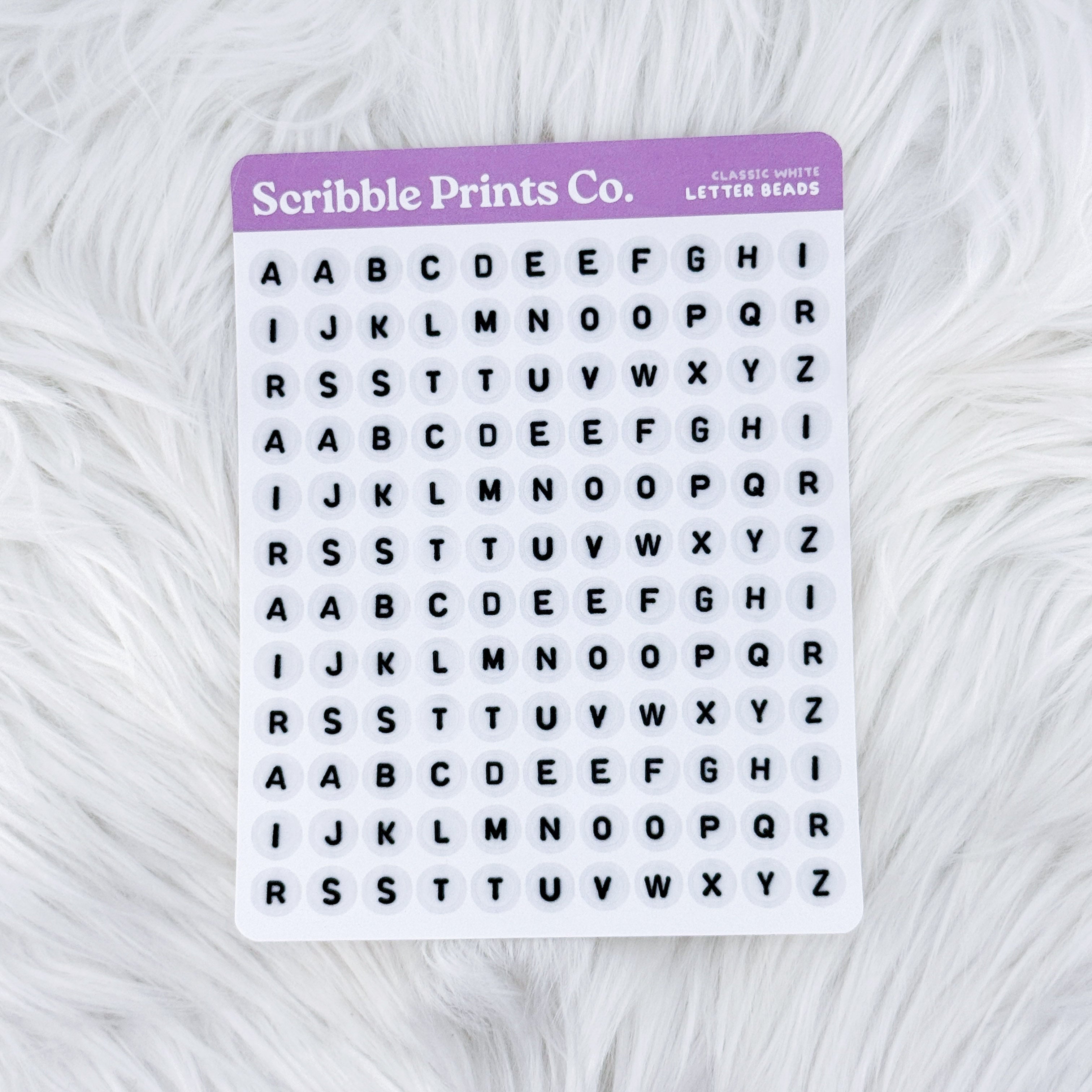 Letter Beads – Classic White // Matte Journal Stickers