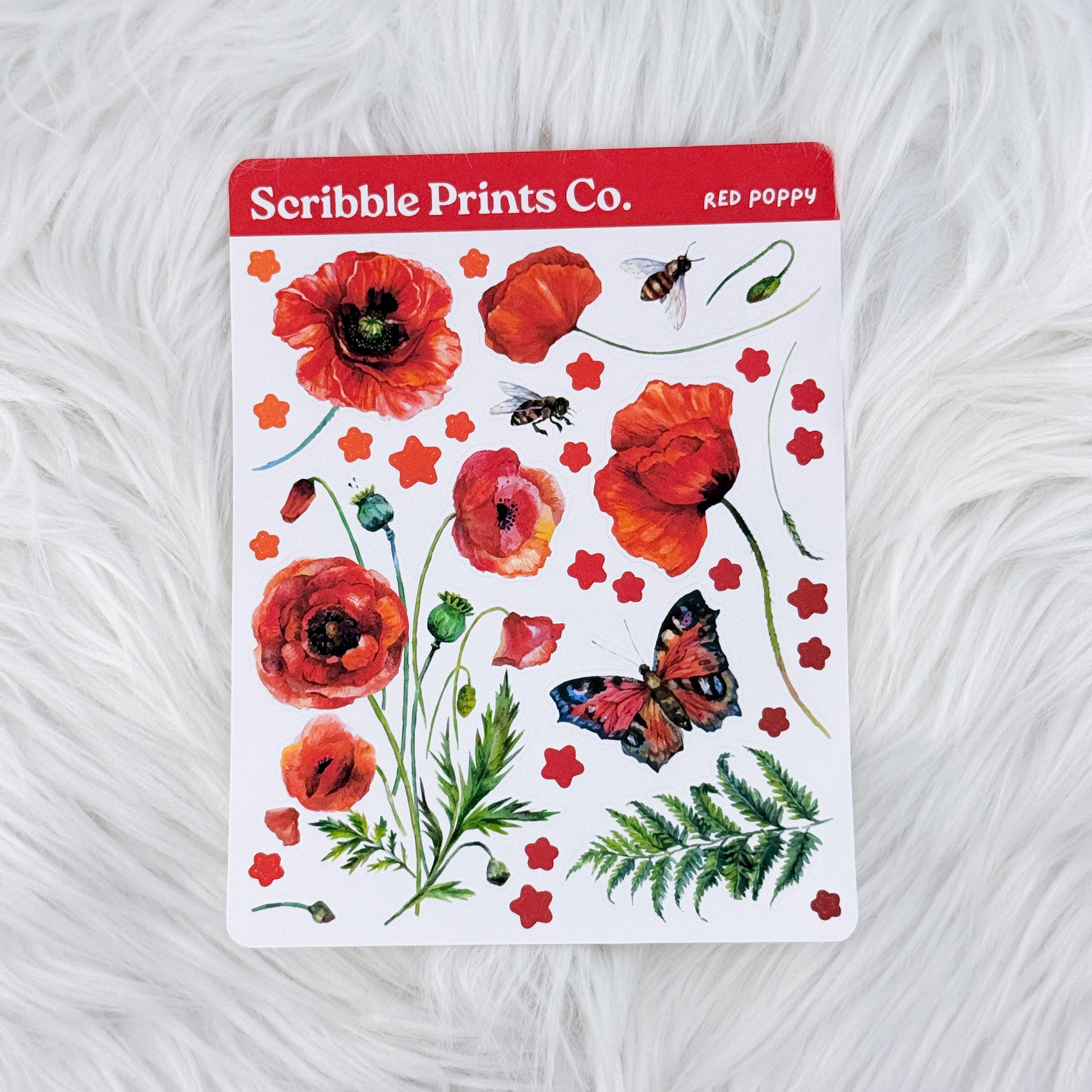 Red Poppy – Deco // Matte Journal Stickers