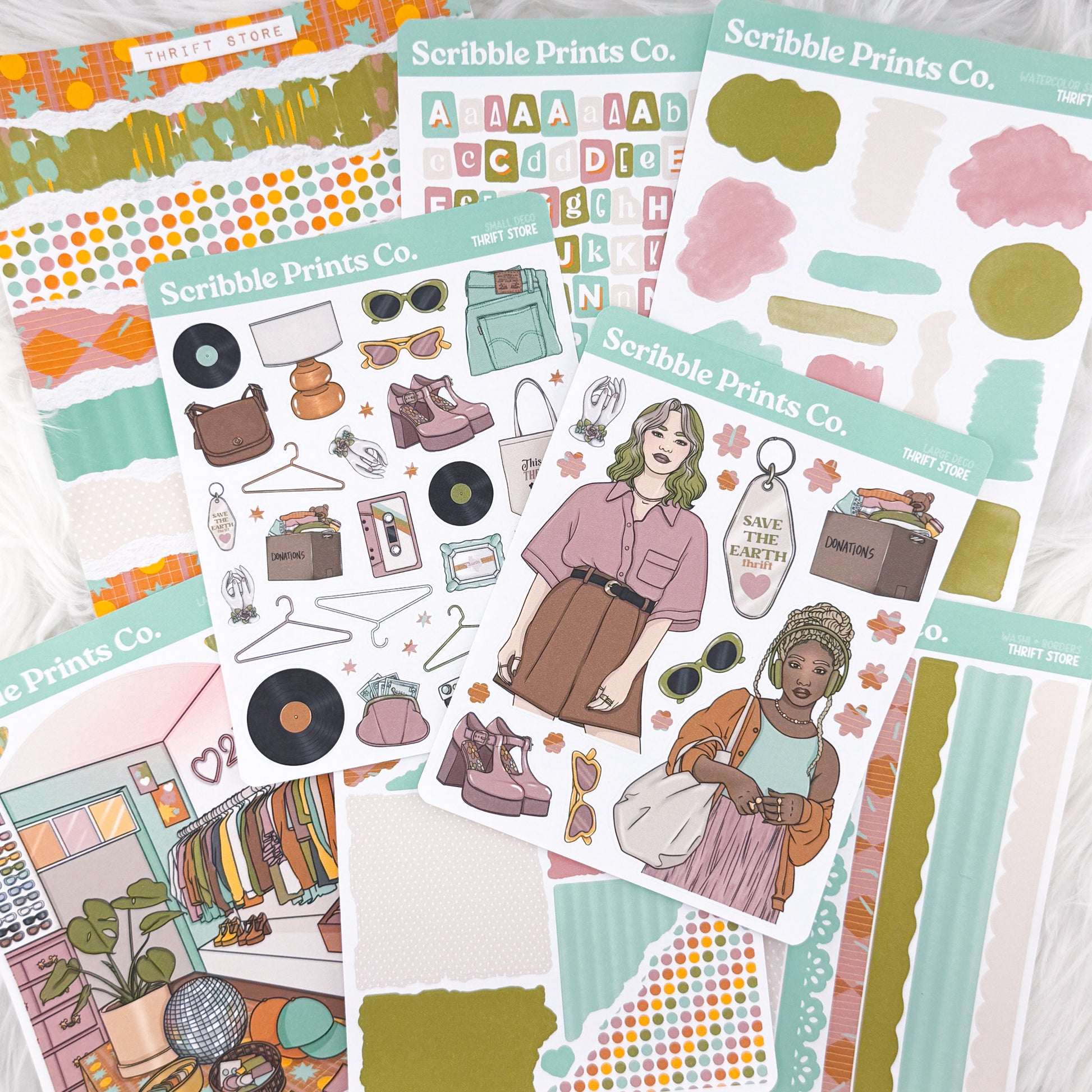 Thrift Store Journal Sticker Collection | Matte Removable Reading & Planner Stickers