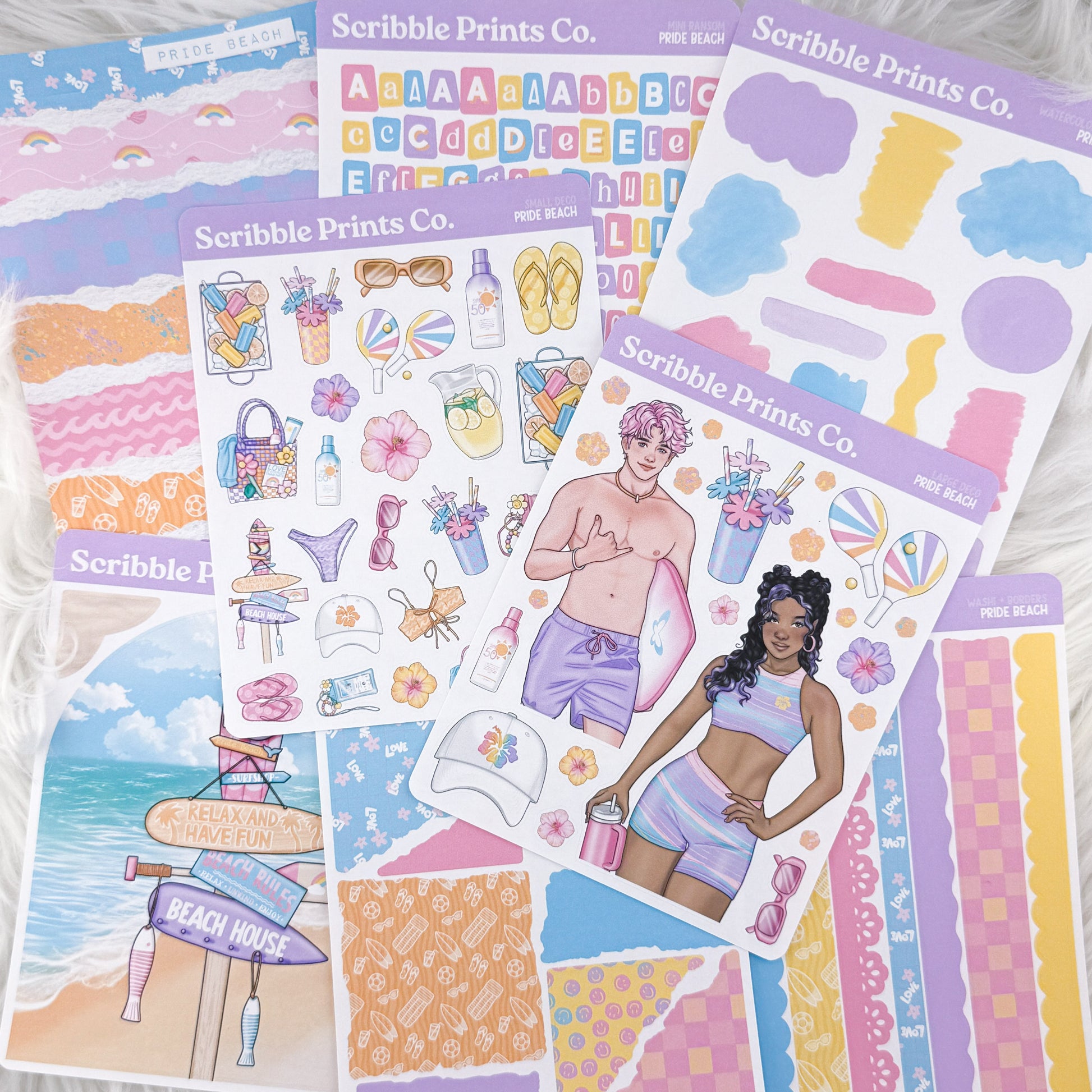 Pride Beach Journal Sticker Collection | Matte Removable Reading & Planner Stickers