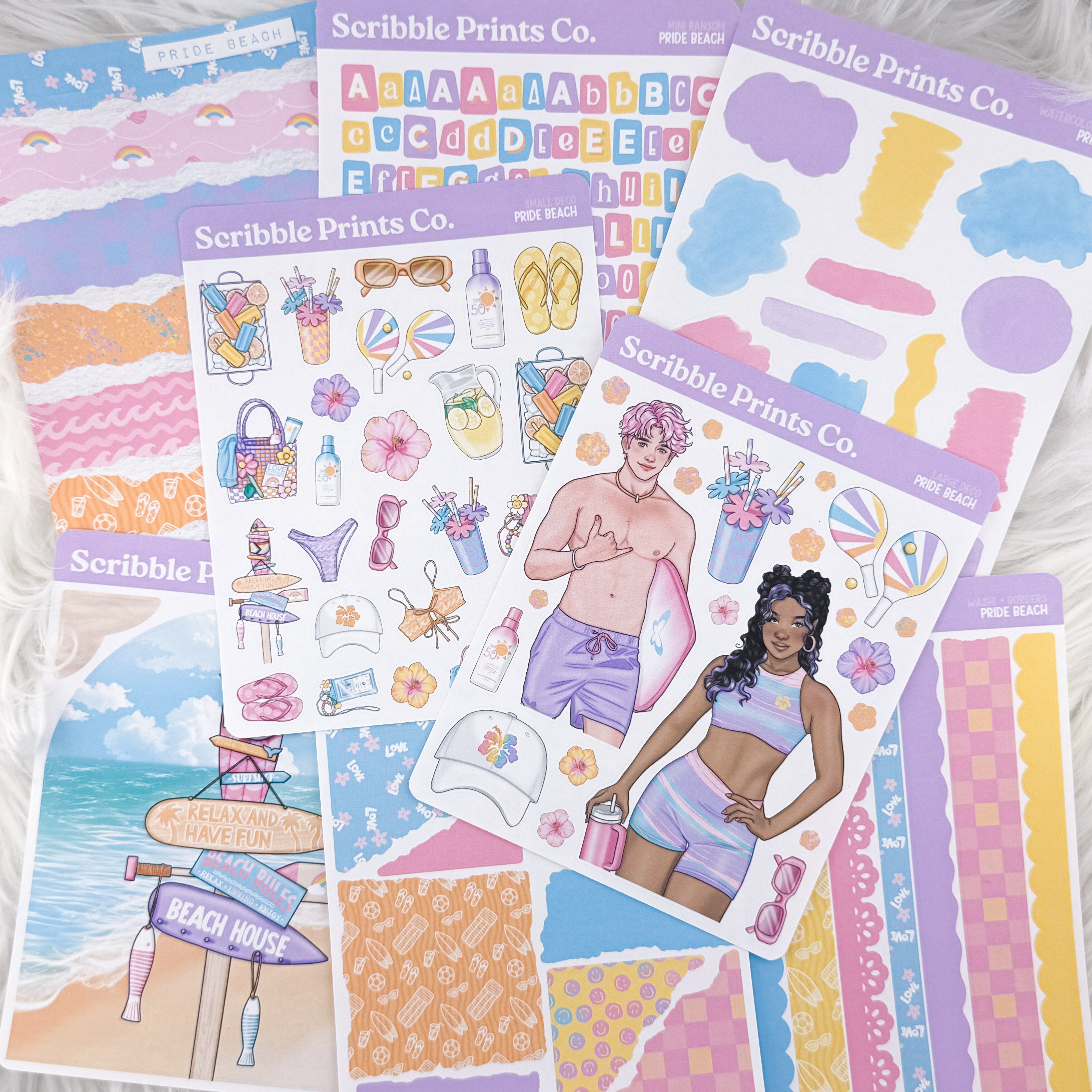 Pride Beach Journal Sticker Collection | Matte Removable Reading & Planner Stickers
