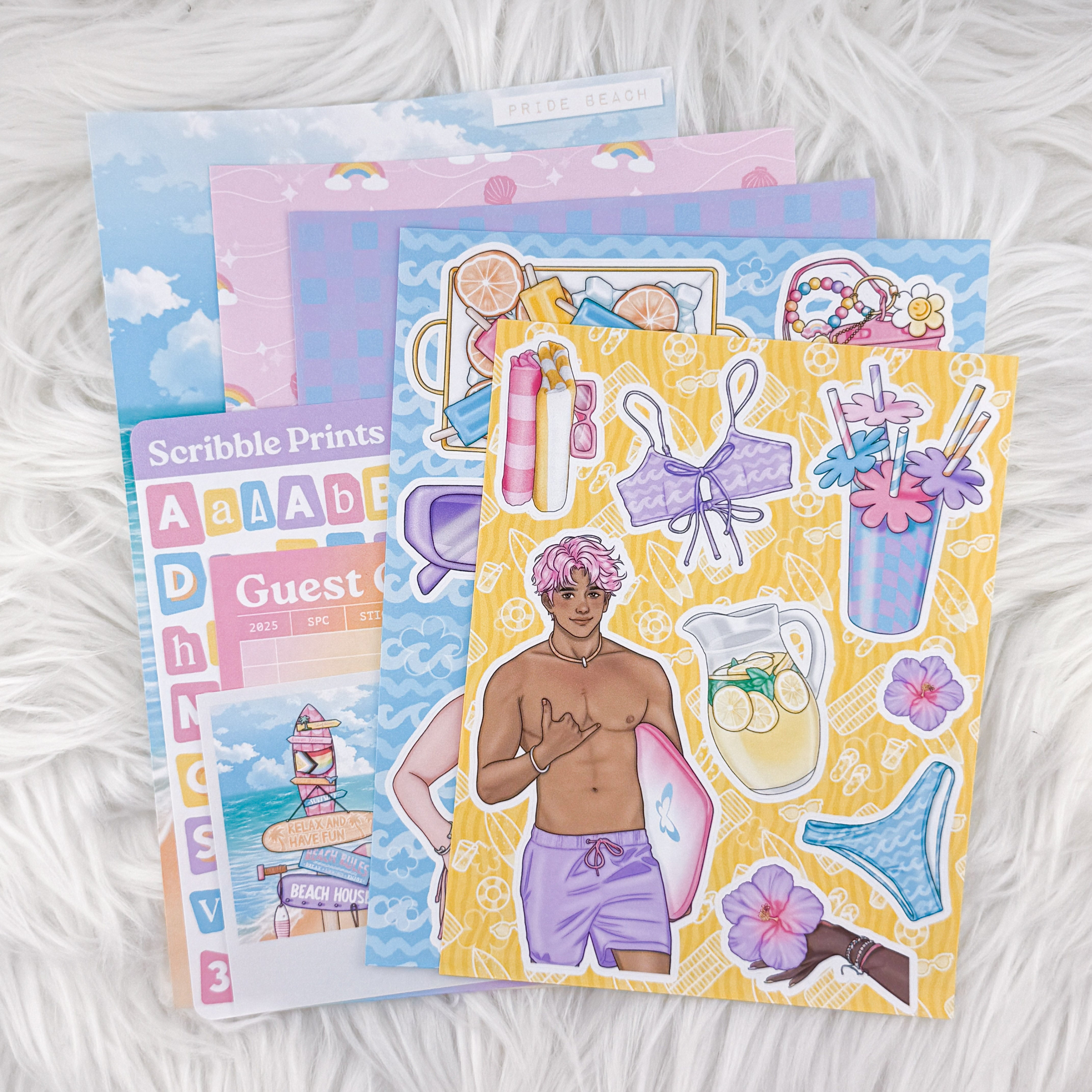 Pride Beach – Junk Journal Collage Kit // Matte Sticker Collection