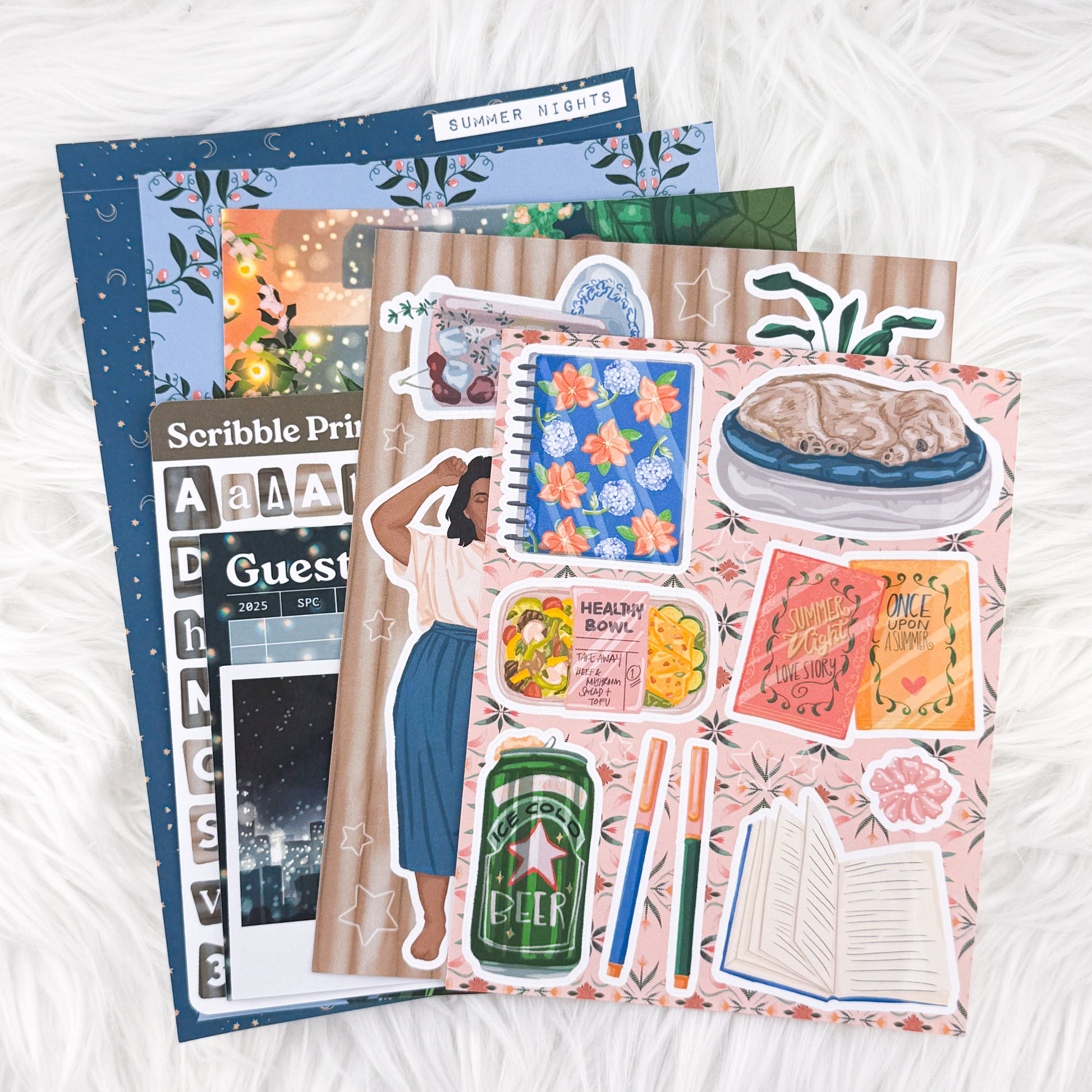 Summer Nights – Junk Journal Collage Kit // Matte Sticker Collection