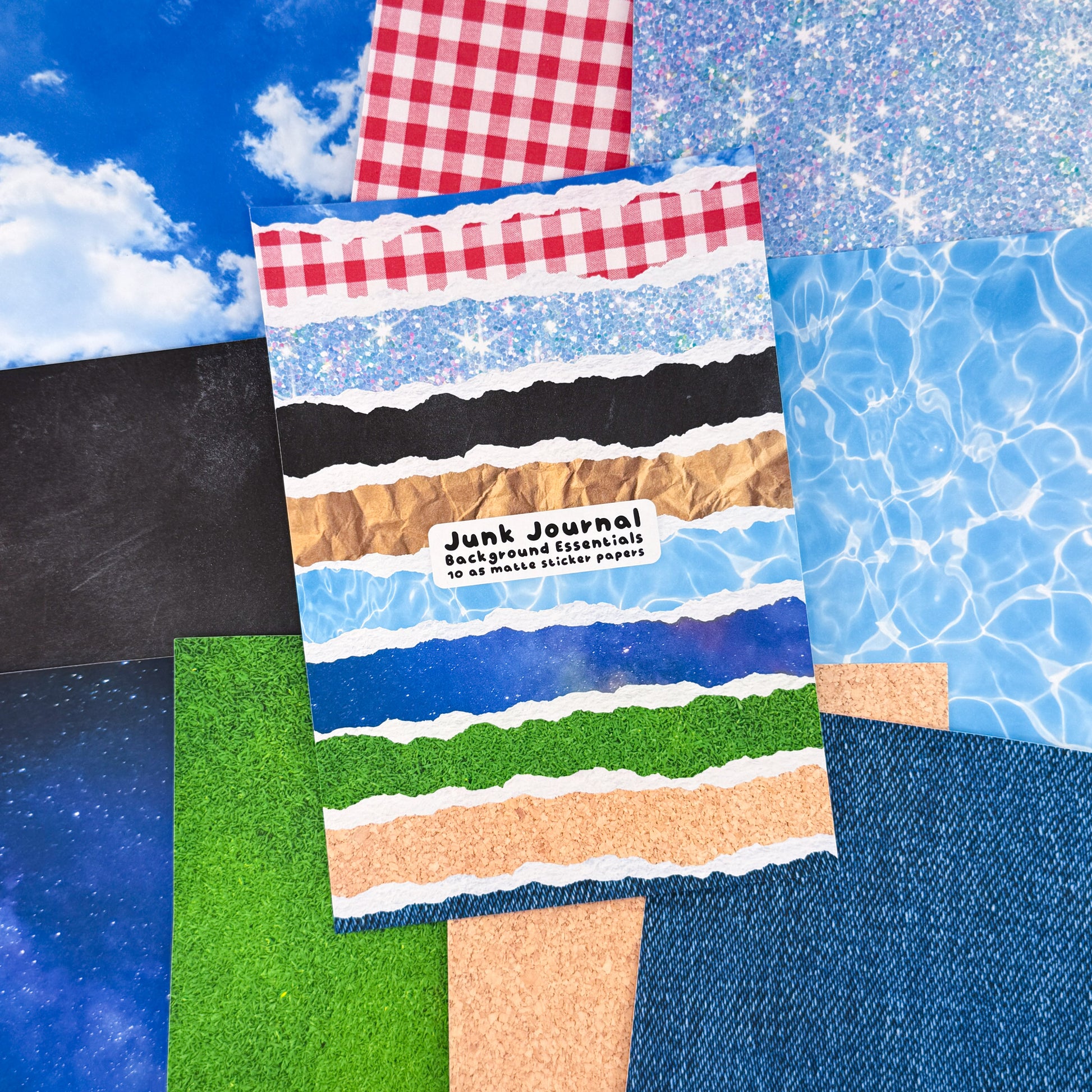 Junk Journal Background Essentials - A5 Matte Sticker Papers
