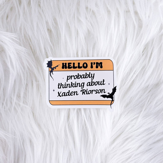 Thinking About Xaden // Large Matte Deco Sticker for Journals