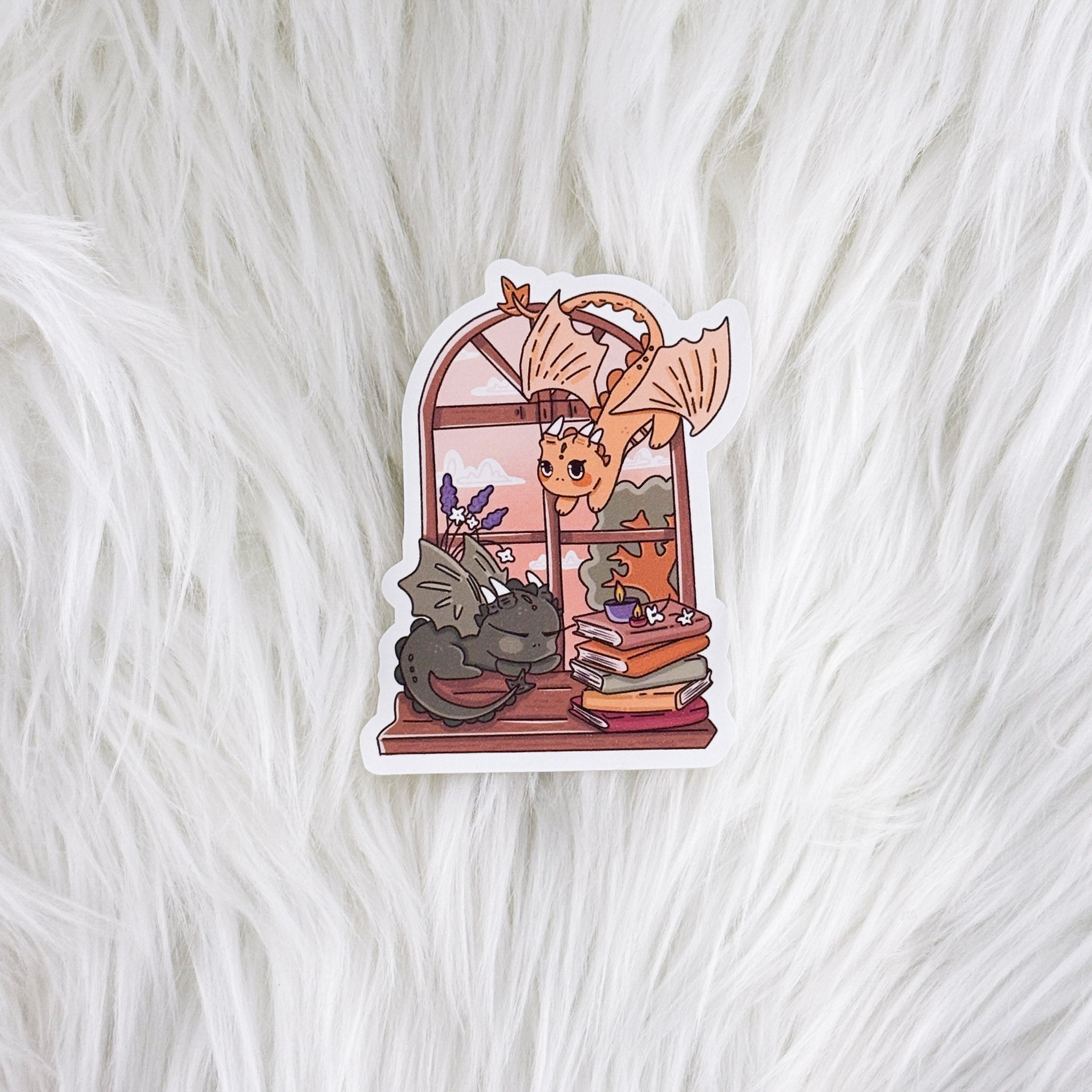 Dragon Window // Large Matte Deco Sticker for Journals