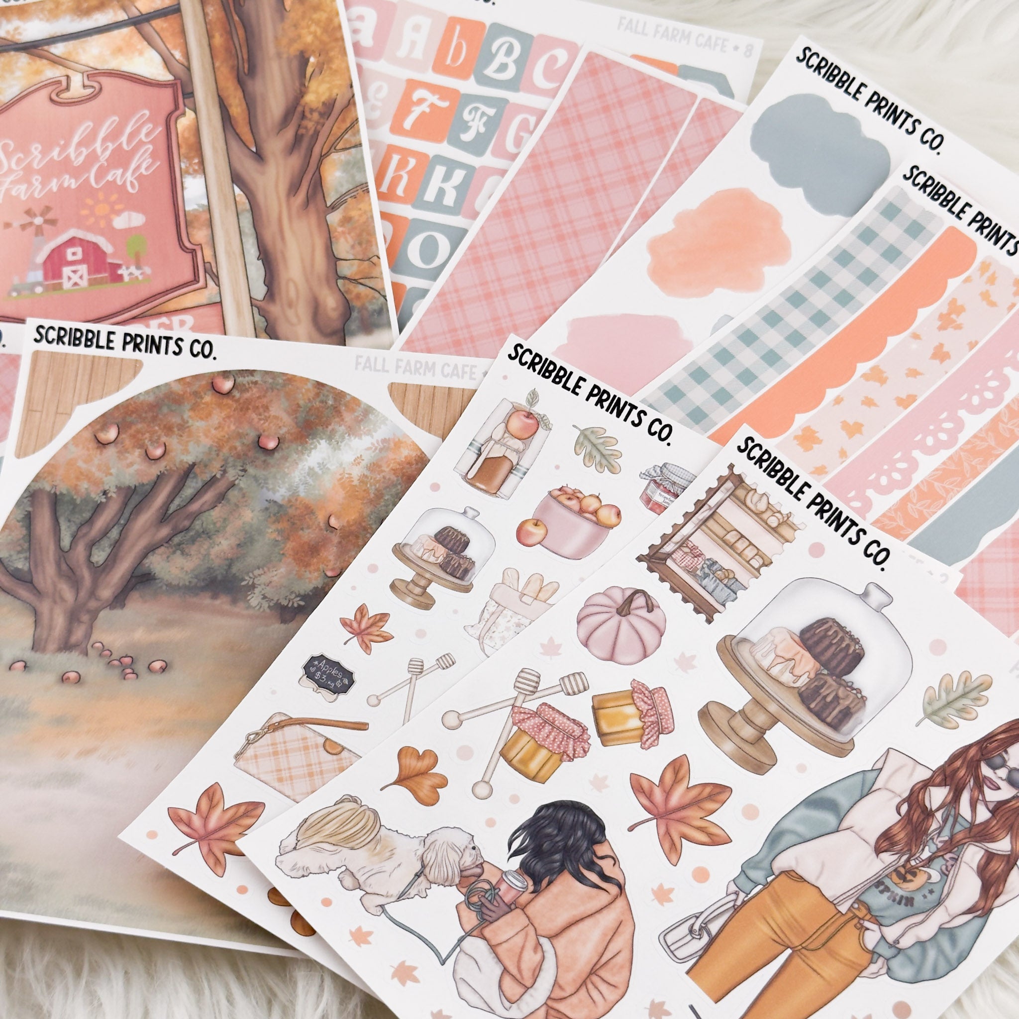 Fall Farm Cafe Journal Sticker Collection | Matte Removable Reading & Planner Stickers