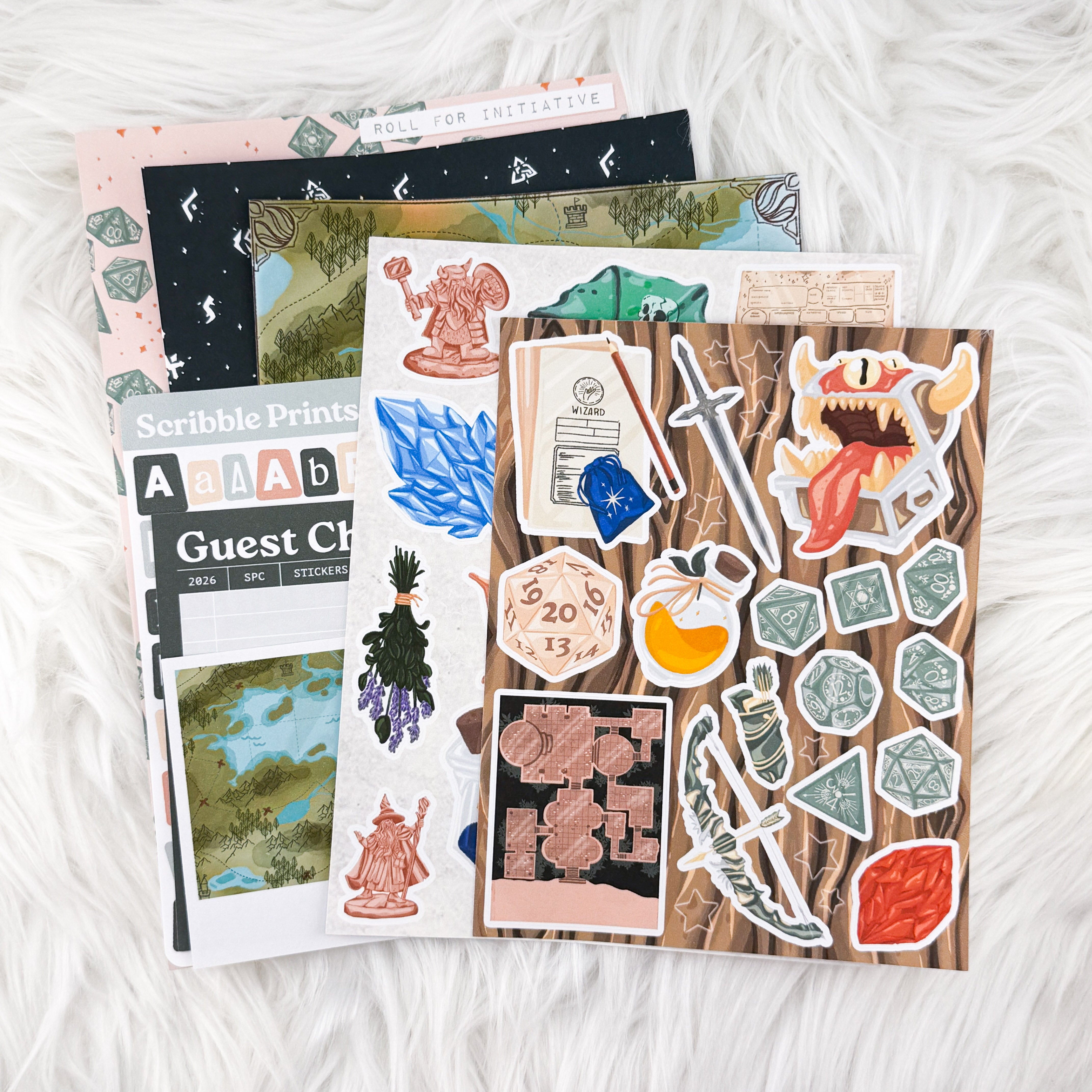 Roll For Initiative – Creative Journaling Kit // Matte Junk Journal Stickers
