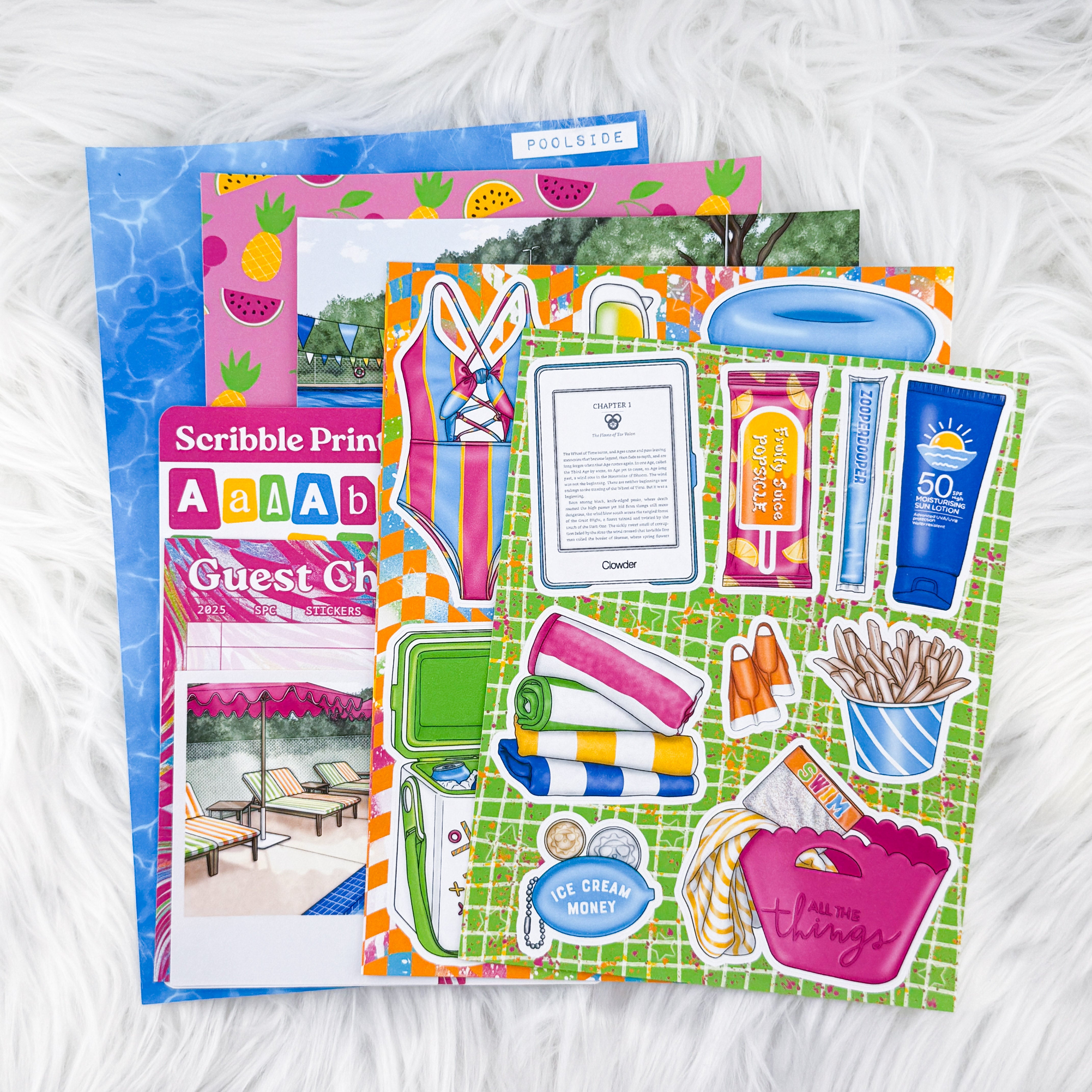 Poolside – Creative Journaling Kit // Matte Junk Journal Stickers