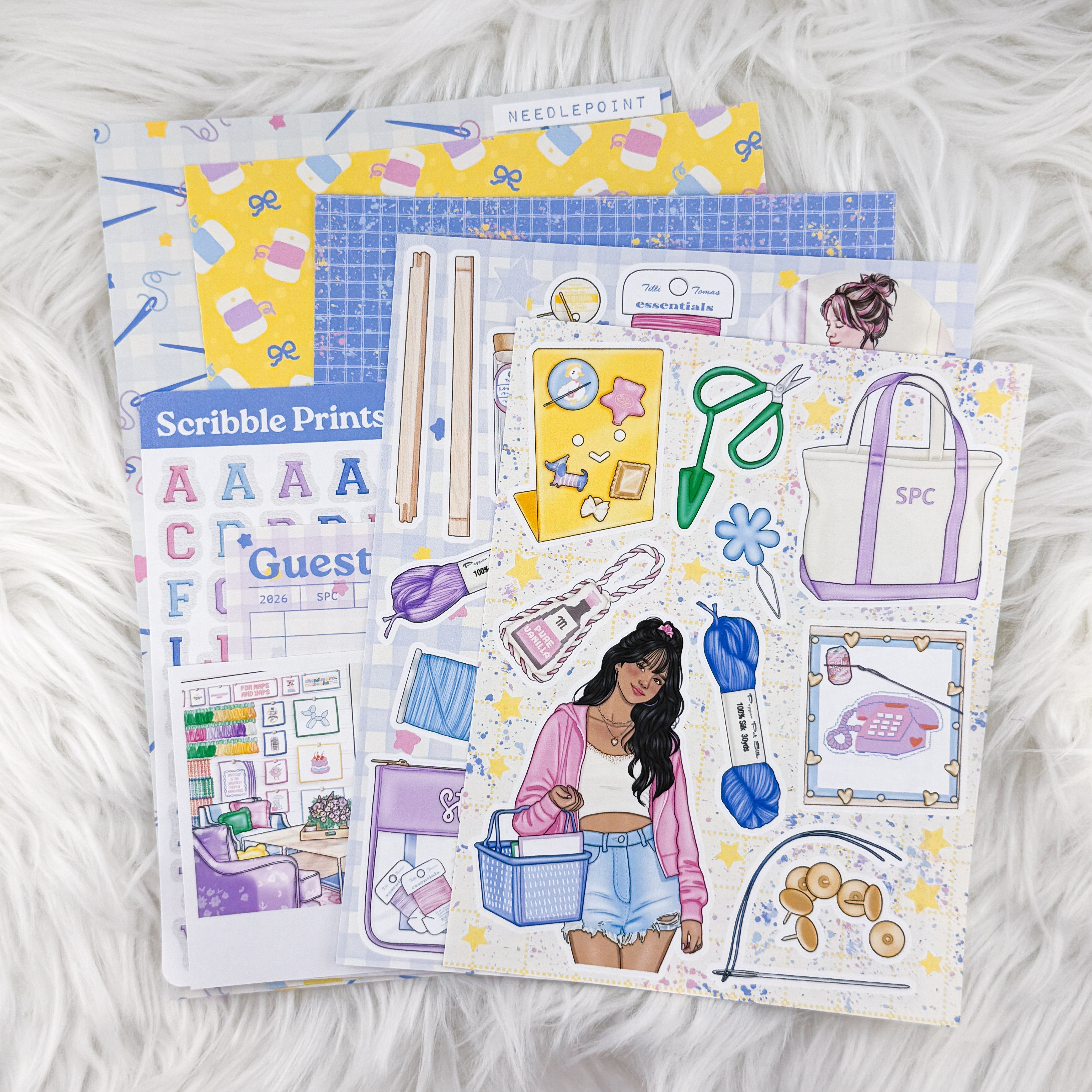 Needlepoint – Creative Journaling Kit // Matte Junk Journal Stickers