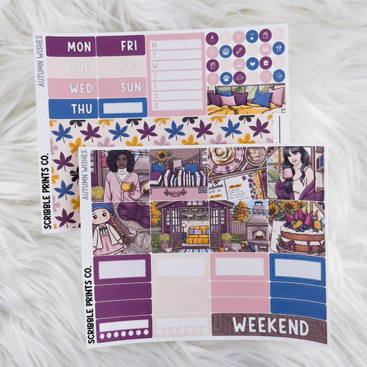 Autumn Wishes – Matte Hobonichi Cousin Weekly Sticker Kit
