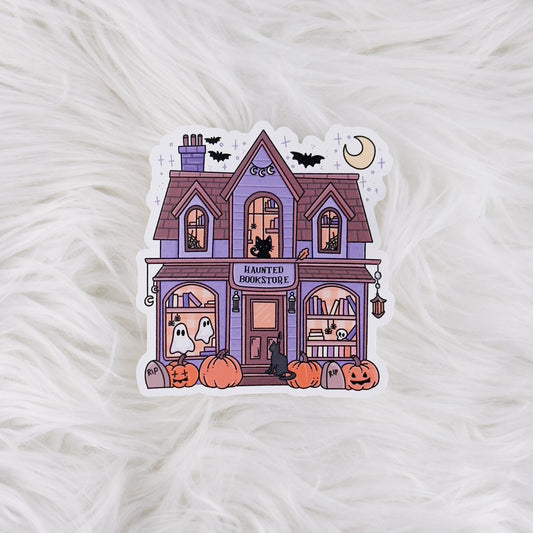 Haunted Bookstore // Large Matte Deco Sticker for Journals