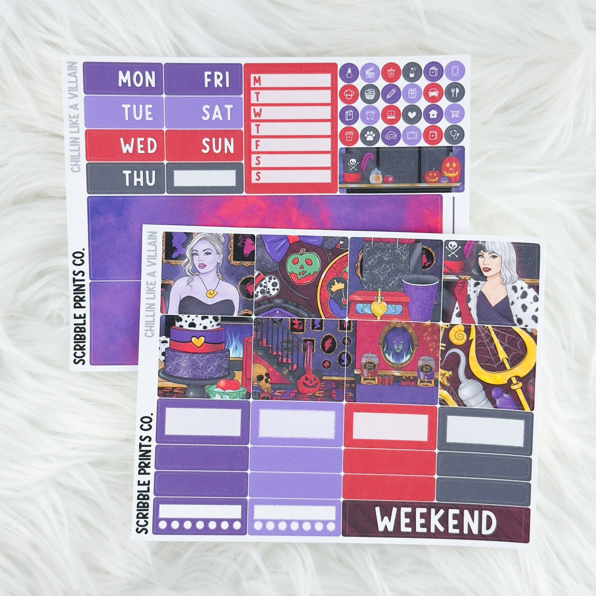 Chillin Like a Villain – Matte Hobonichi Cousin Weekly Sticker Kit