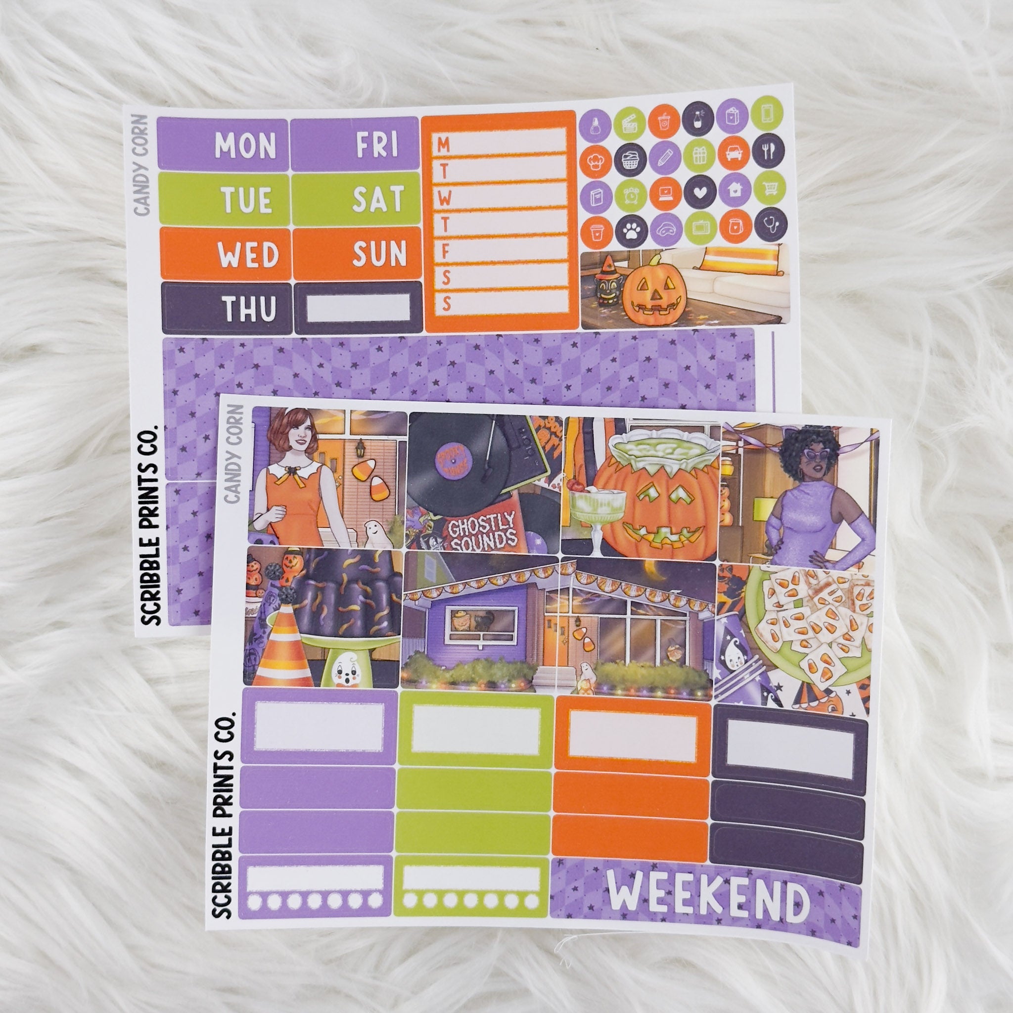 Candy Corn – Matte Hobonichi Cousin Weekly Sticker Kit