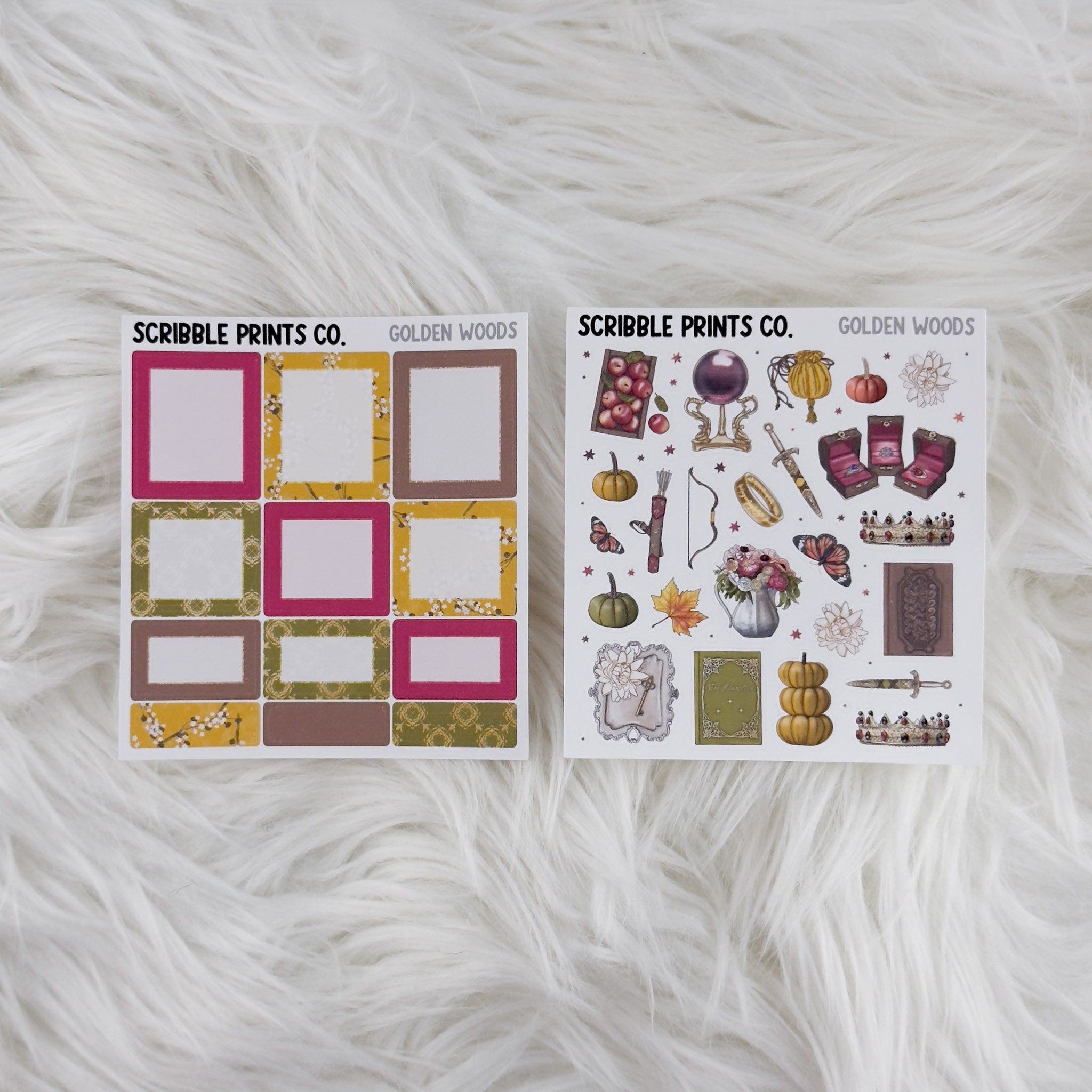 Golden Woods – Matte Hobonichi Cousin Monthly Sticker Kit
