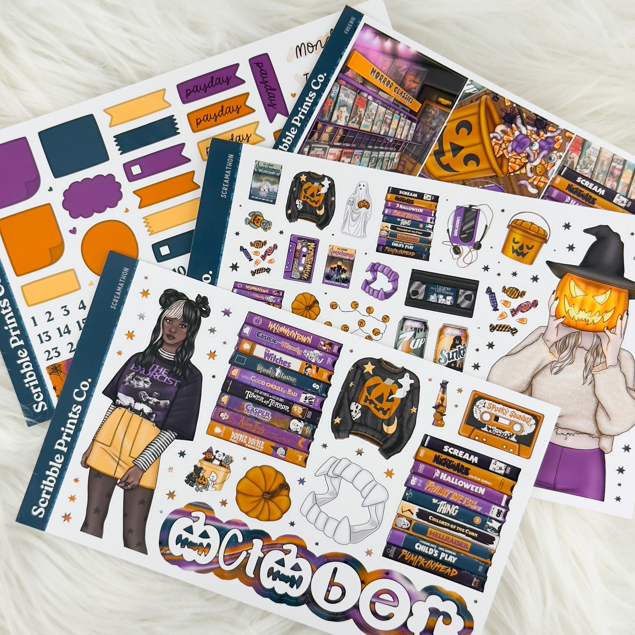 Screamathon - Monthly Planner Sticker Kit | Functional & Decorative Monthly Stickers