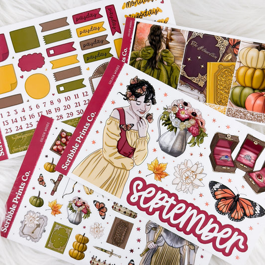 Golden Woods - Monthly Planner Sticker Kit | Functional & Decorative Monthly Stickers