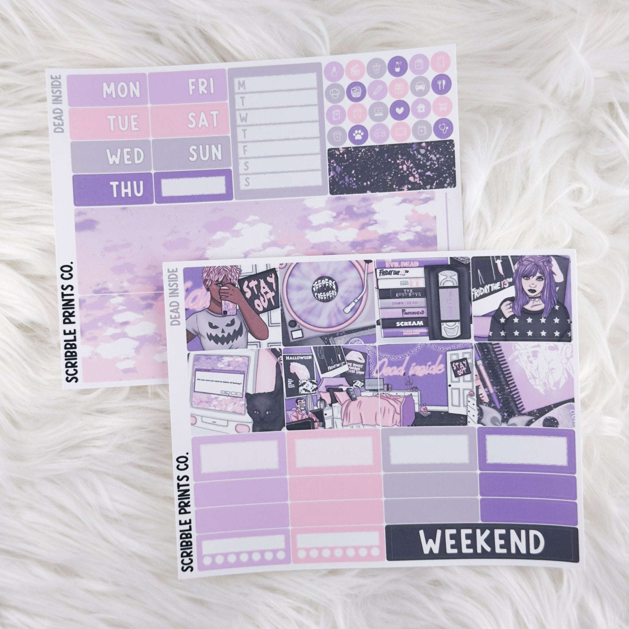 Dead Inside – Matte Hobonichi Cousin Weekly Sticker Kit