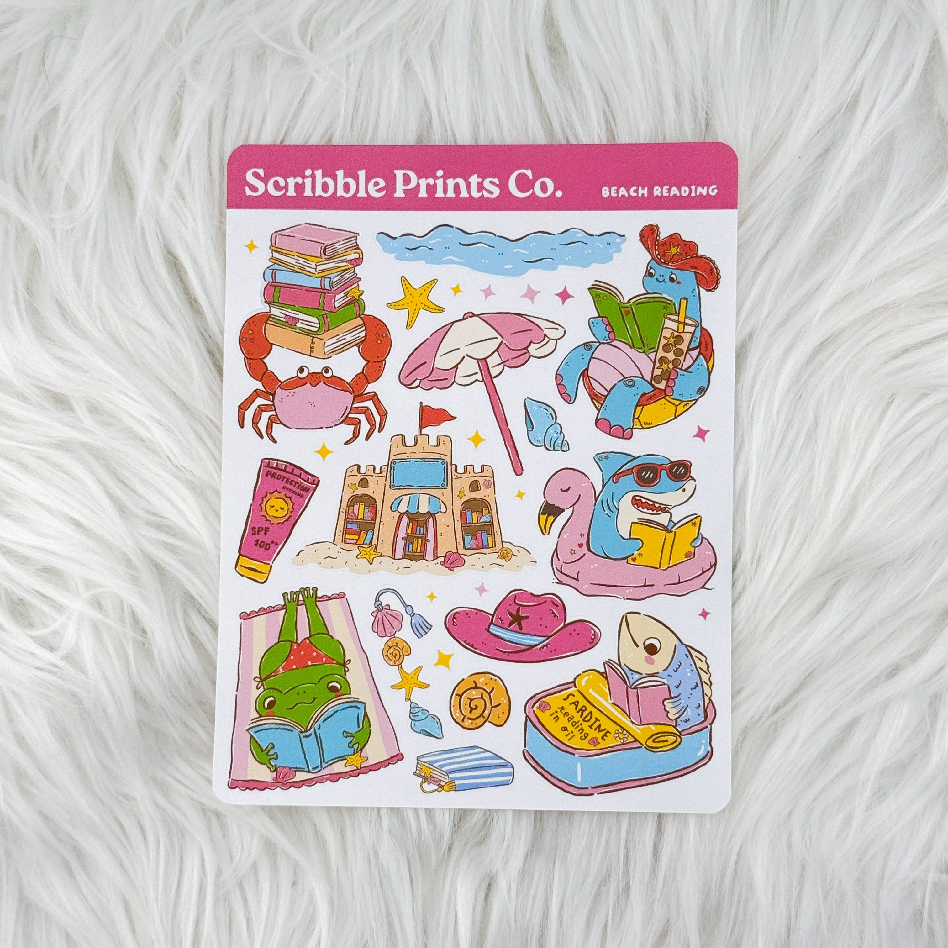 Beach Reading Deco Sticker Sheet